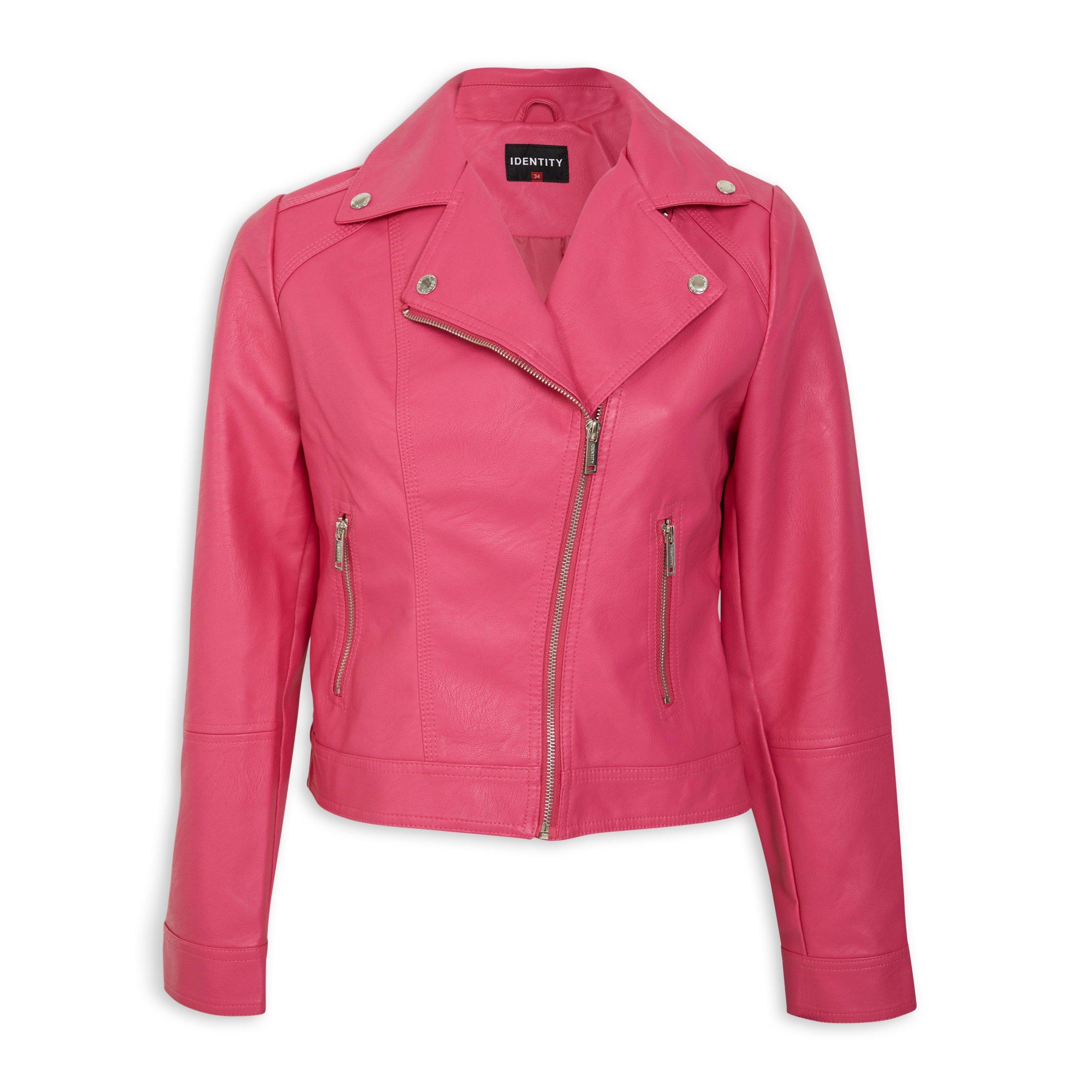 Pink real leather clearance jacket