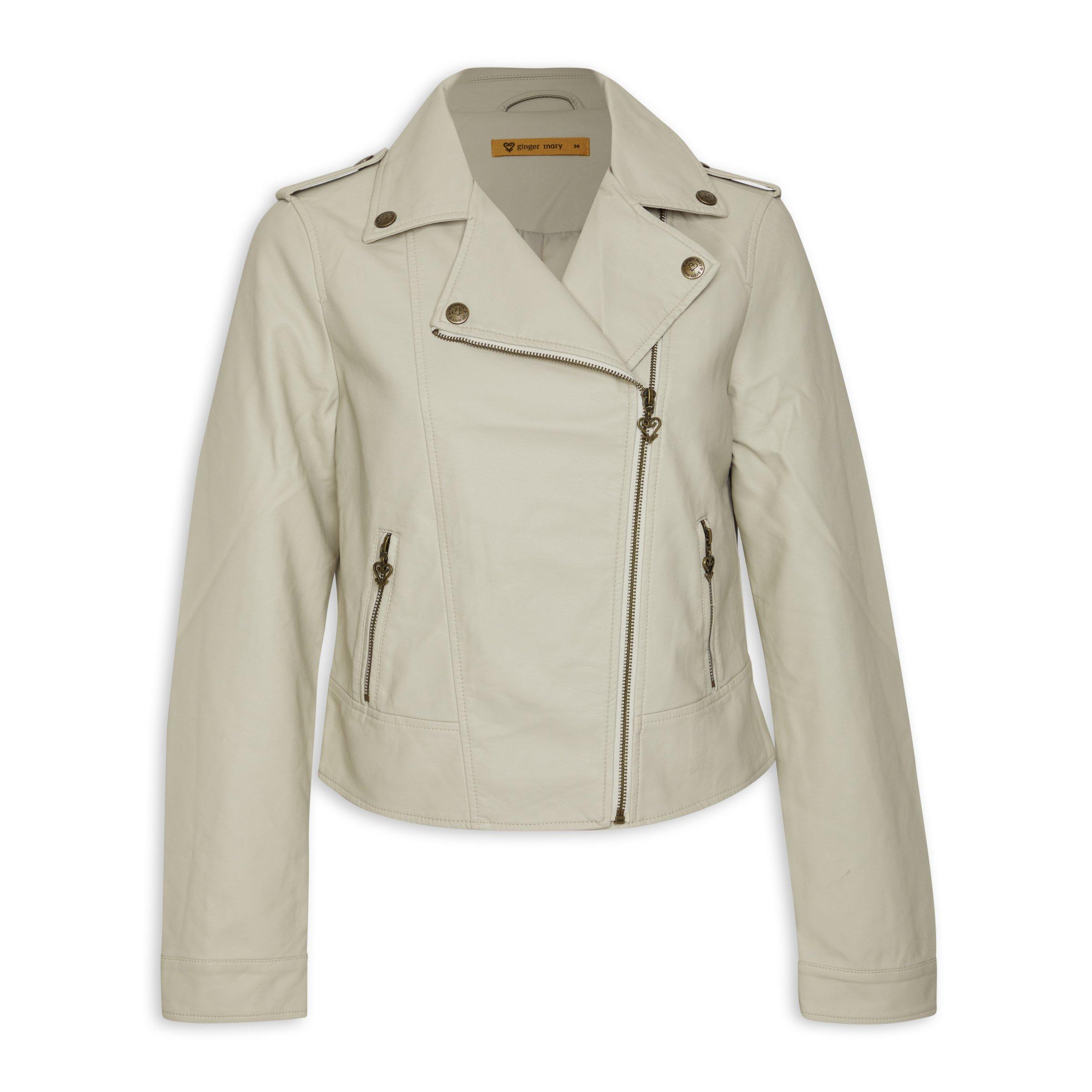 Ecru leather clearance jacket