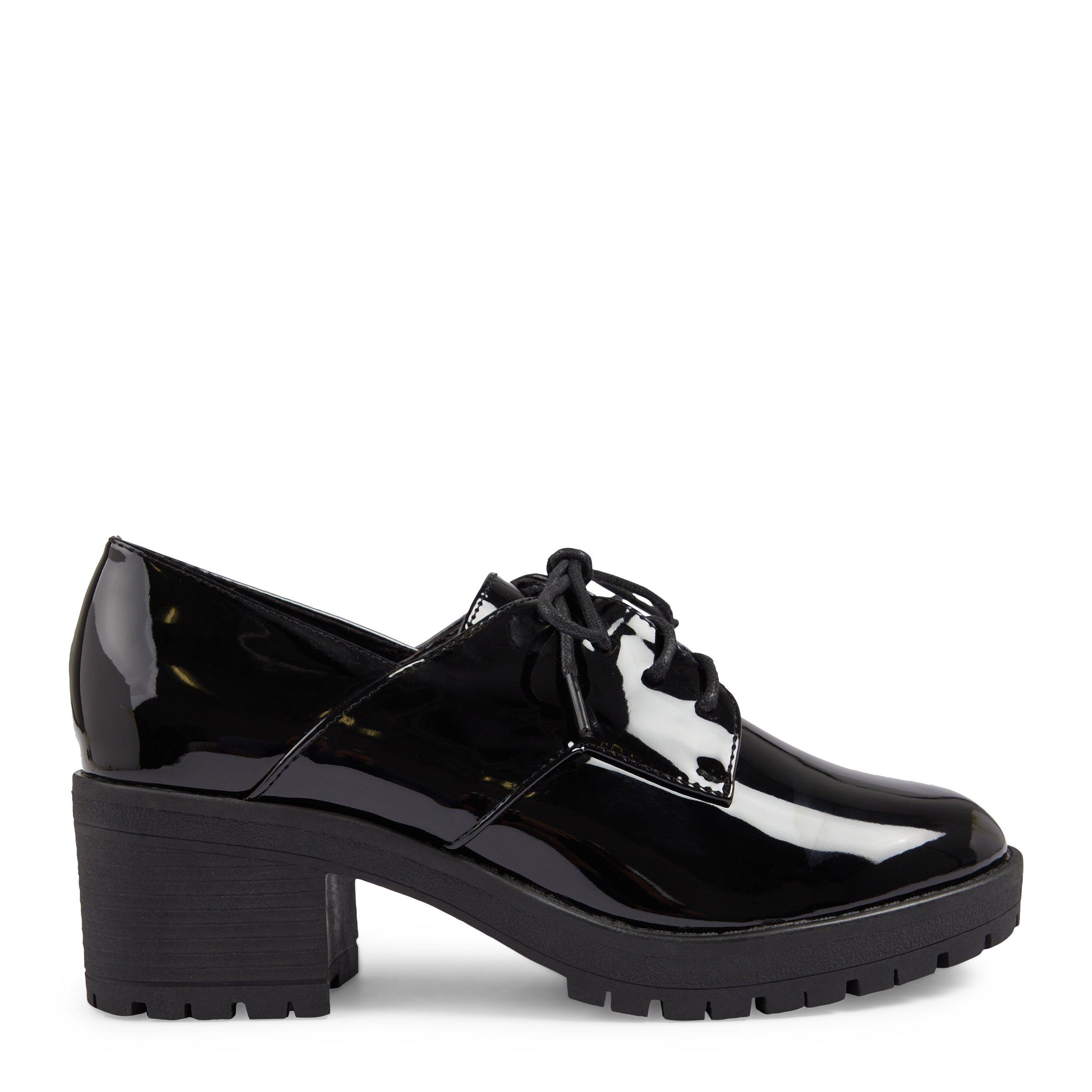 Black heeled store oxford shoes