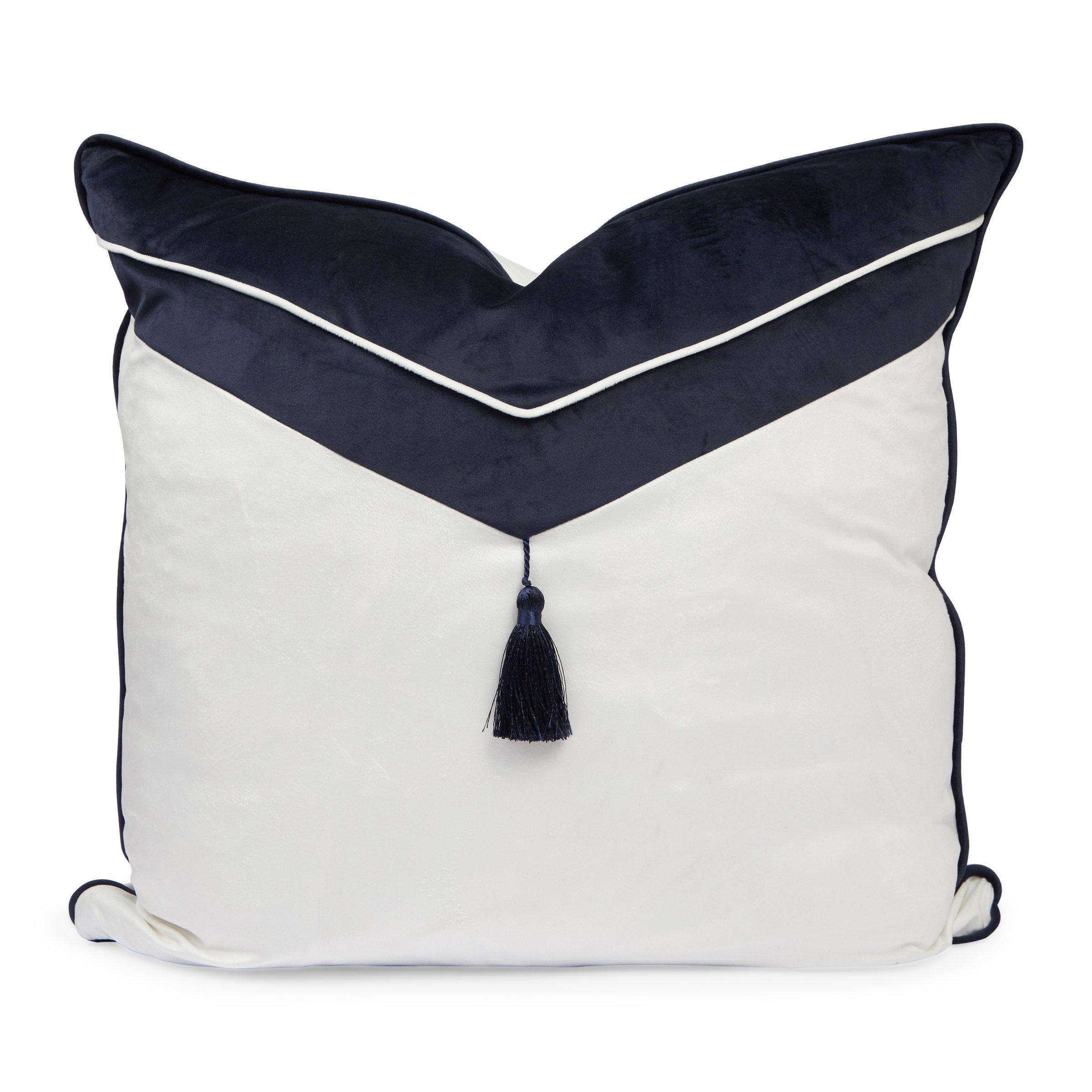 Navy tassel outlet pillow