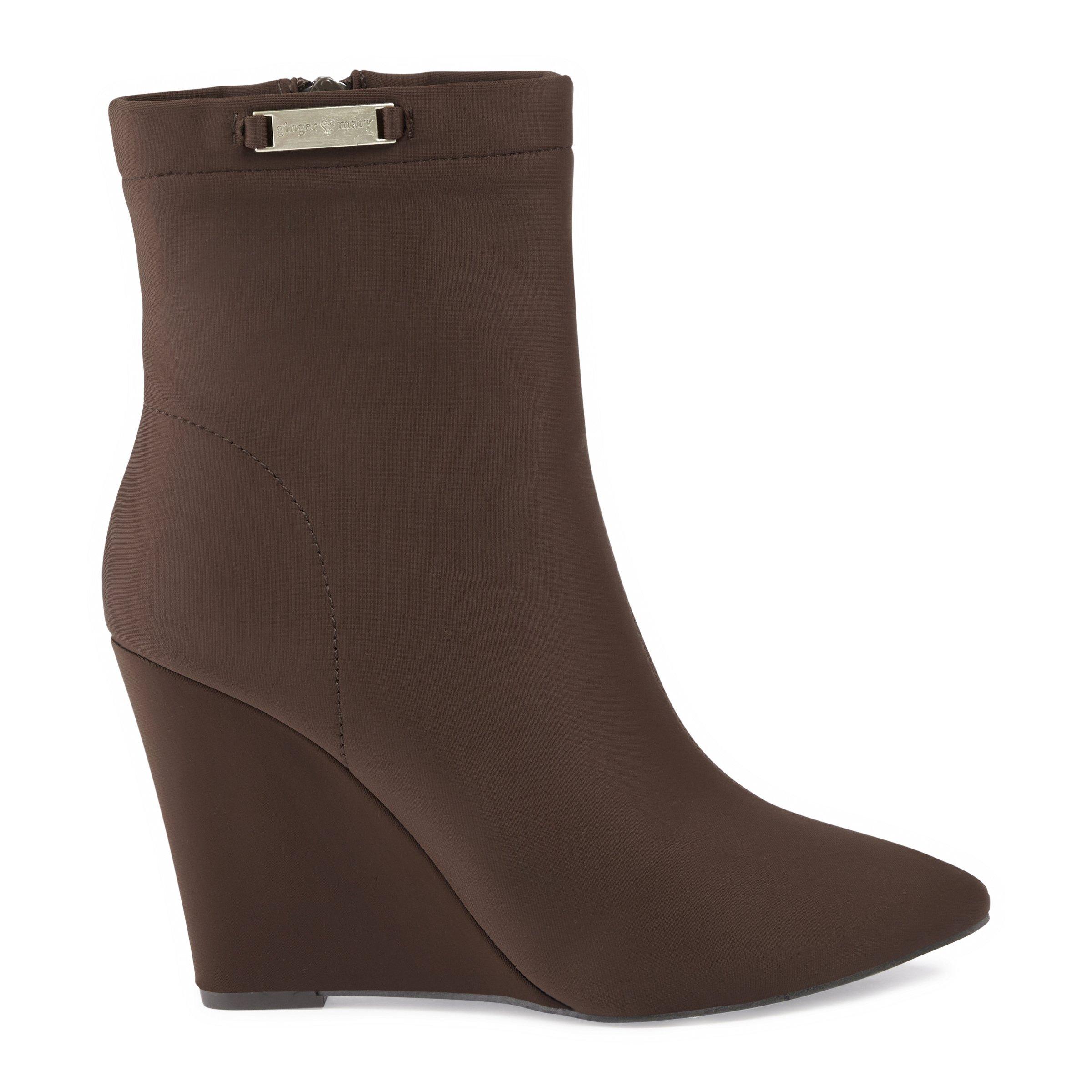 Brown bootie wedges best sale