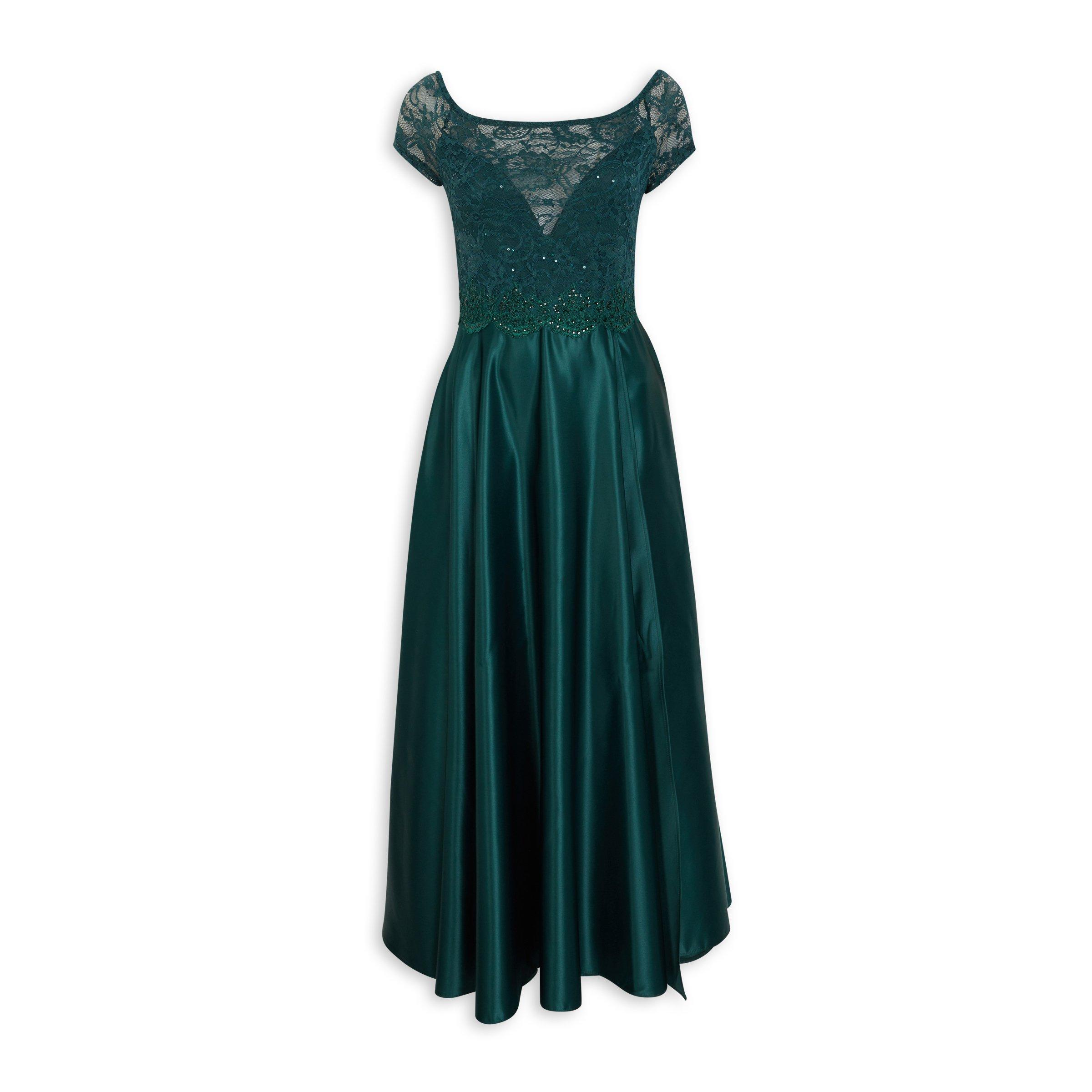 Emerald Green Lace Detail Dress (3093533)