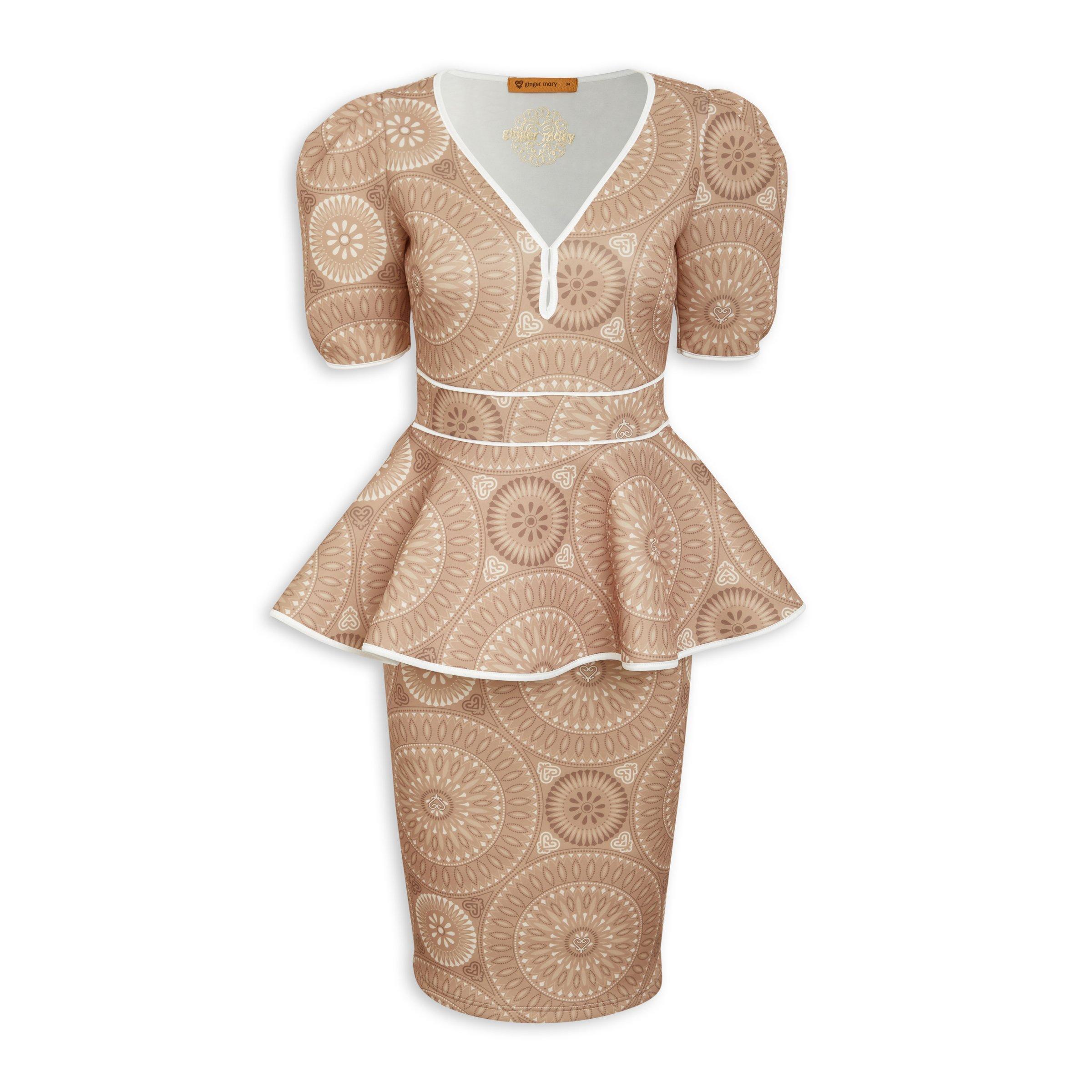 Geometric Print Peplum Dress (3095182)