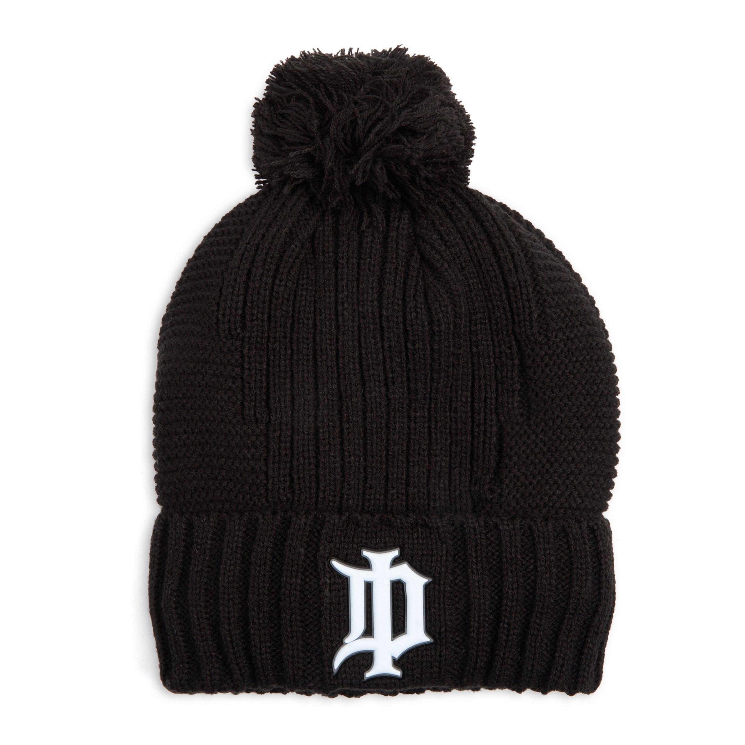 Black Textured Pom-Pom Beanie (3095664) | Identity