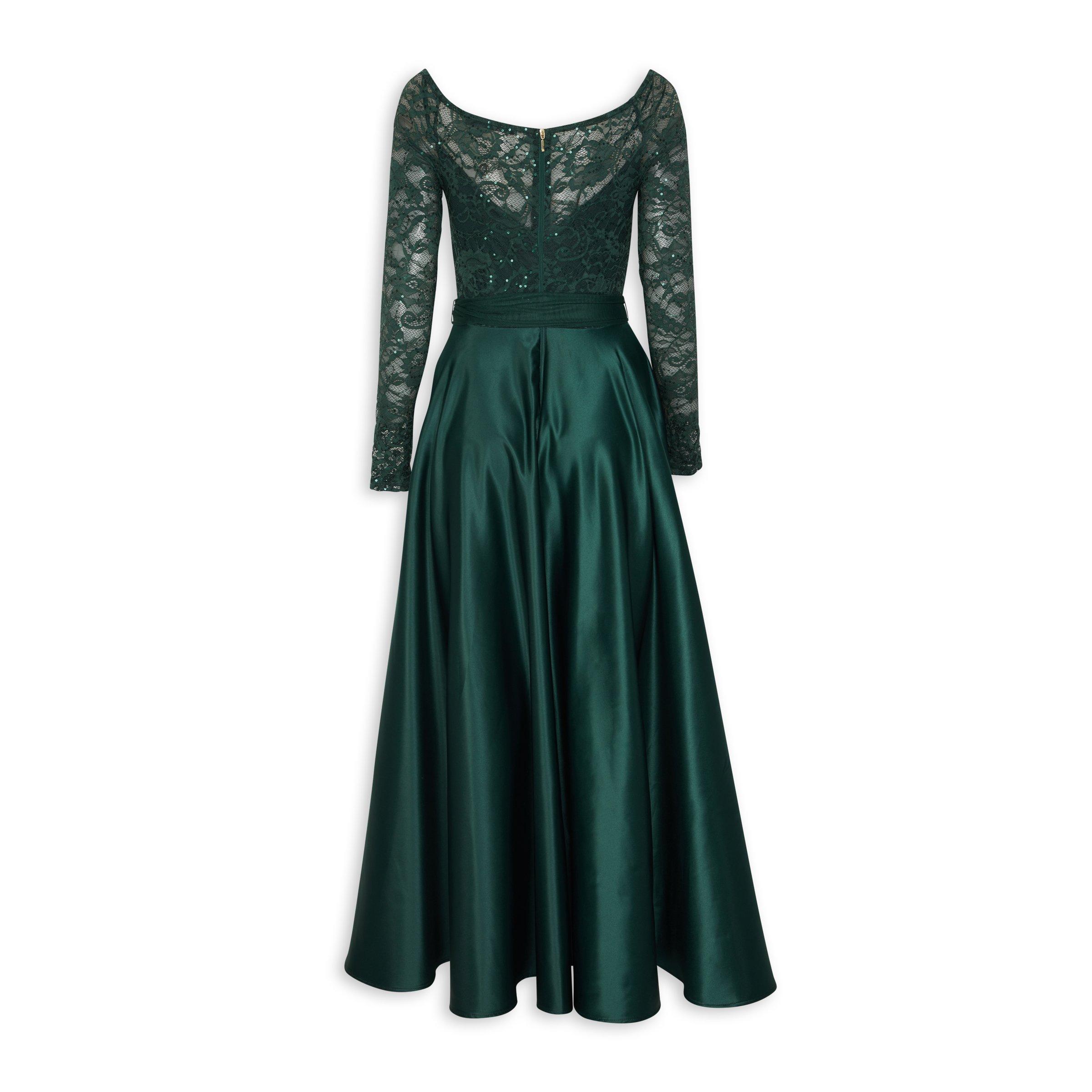 Emerald Green Lace Detail Evening Dress 3096368 Truworths