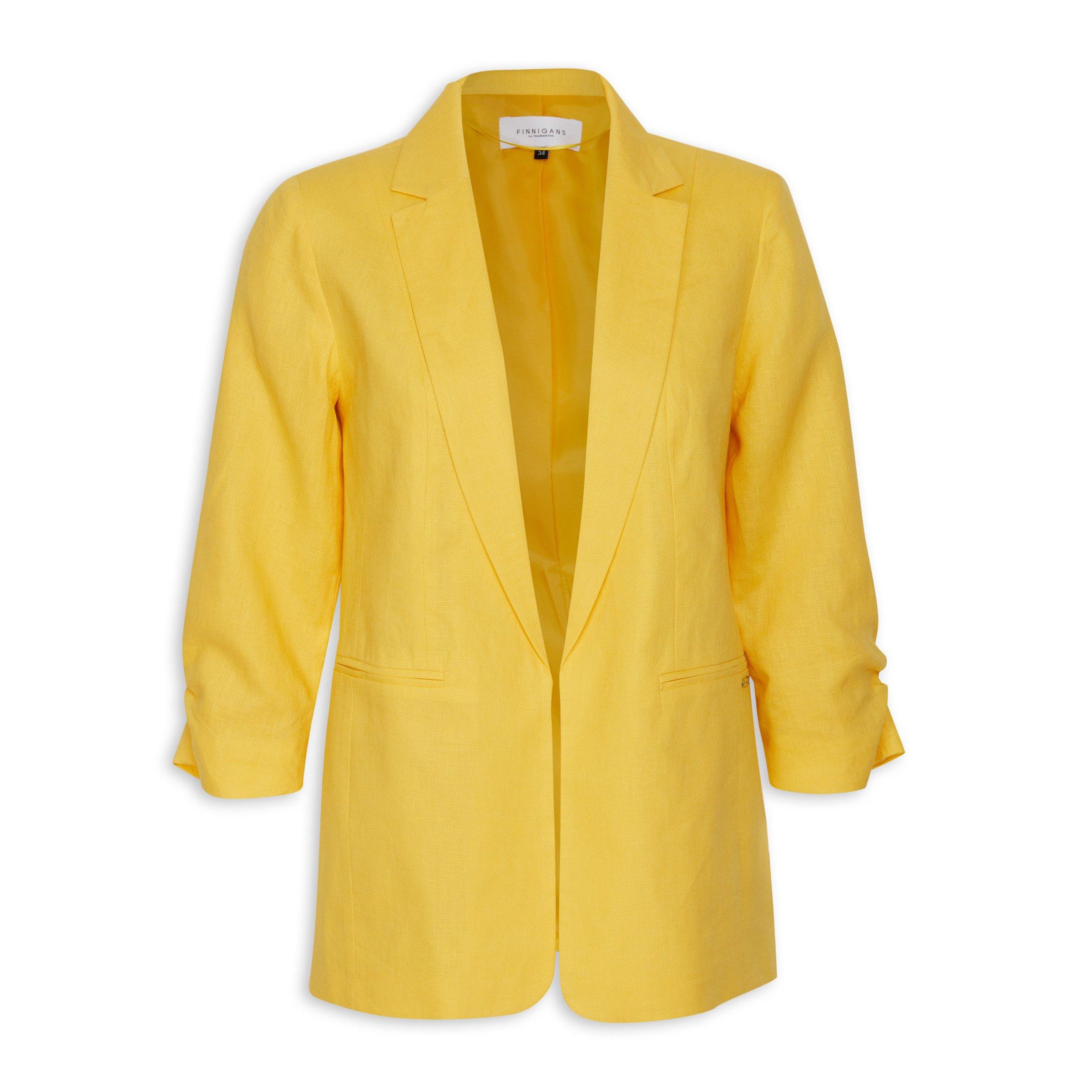 Yellow hot sale linen blazer