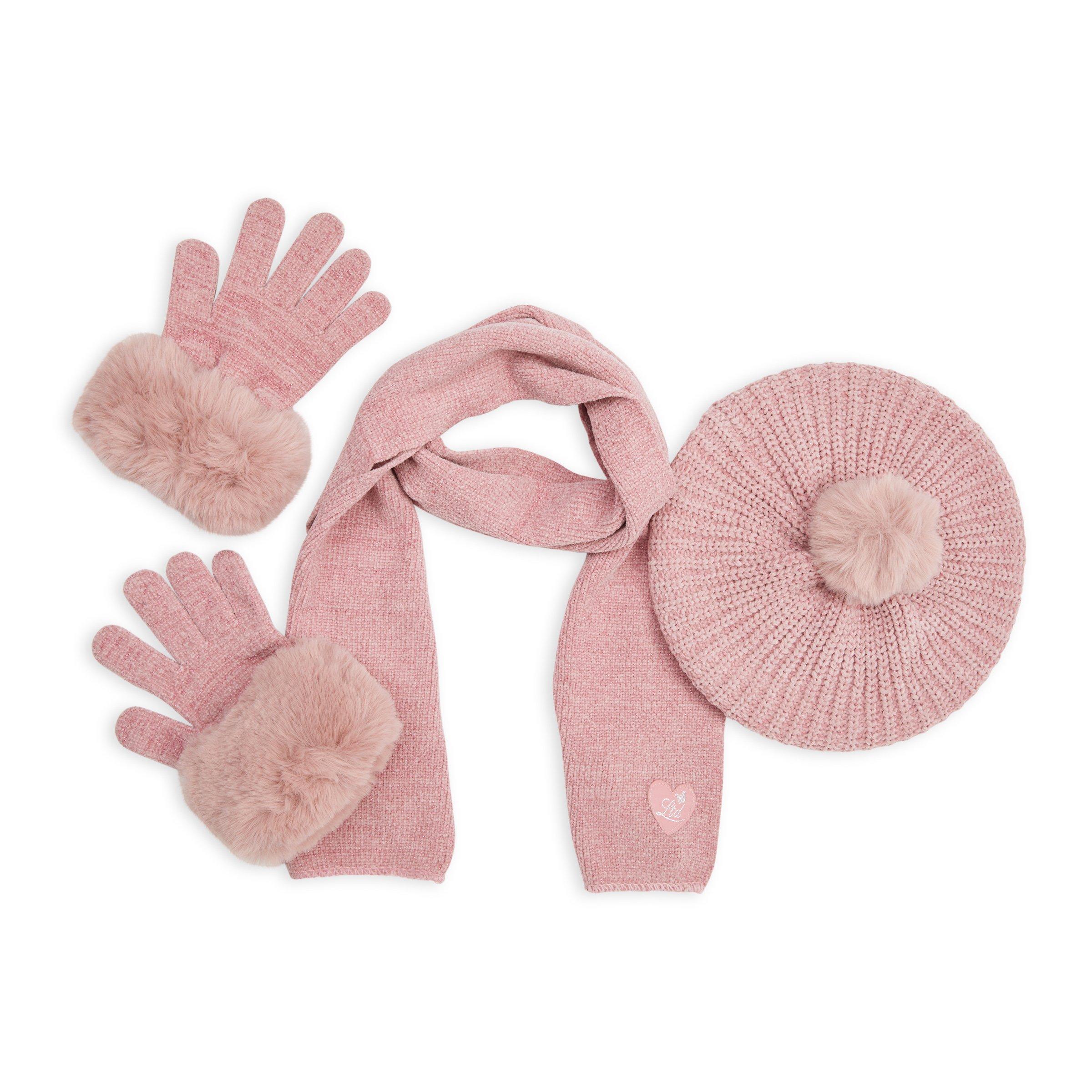 Pink scarf hot sale and gloves