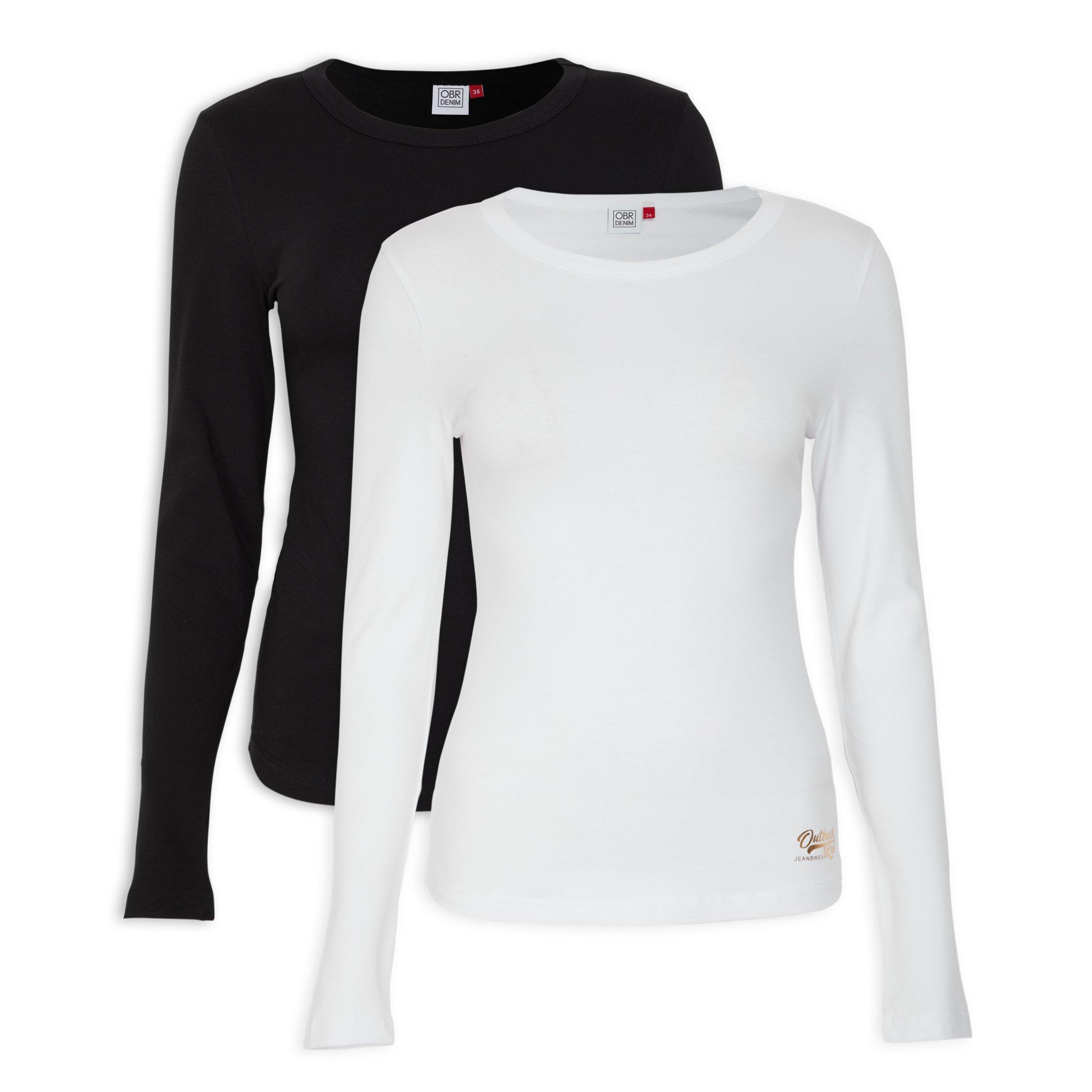 トップス OVY Pack Long T-shirt white&black 2-pack Long Sleeve Fitted T-shirts (3097941) | OUTBACK RED