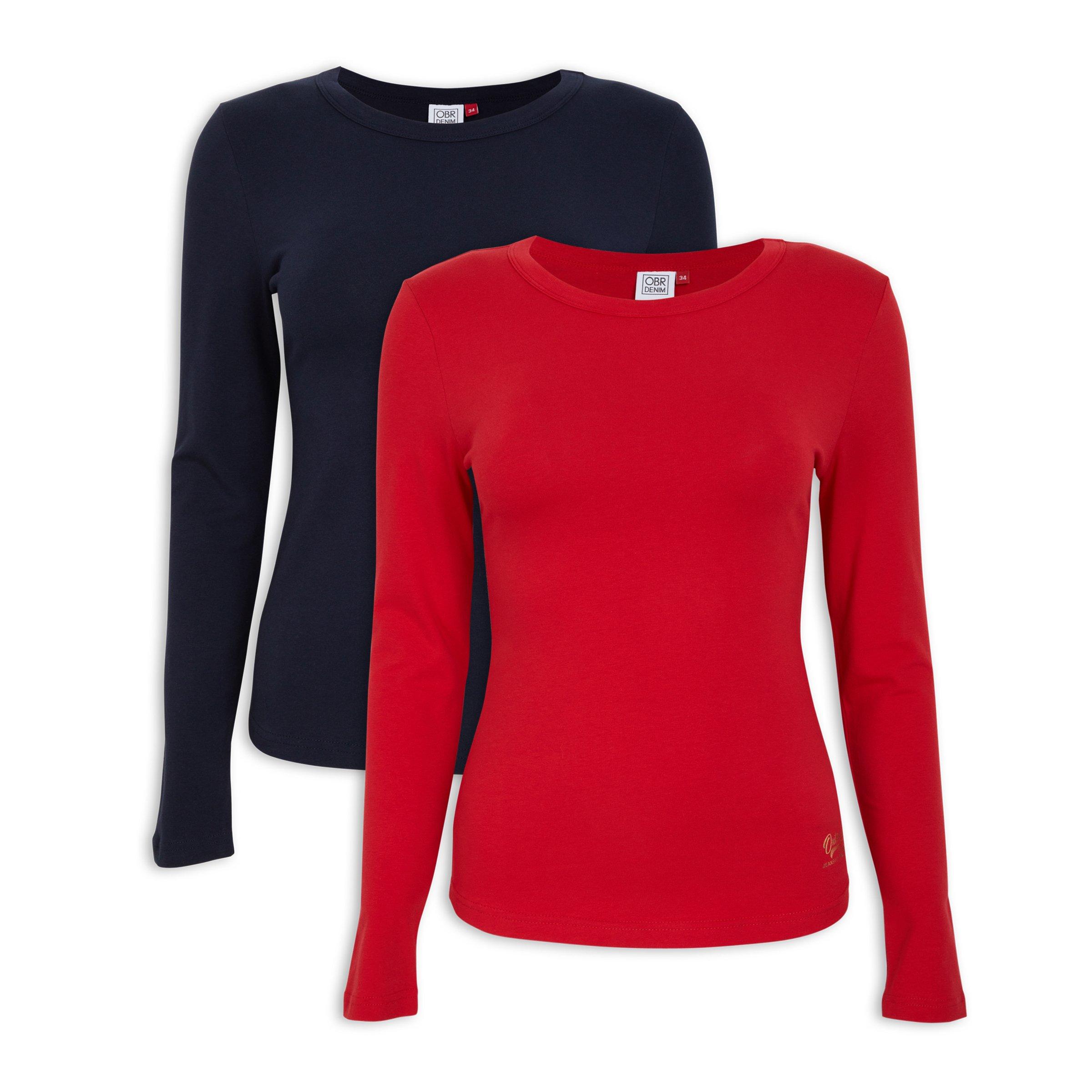 Red fitted long sleeve 2024 shirt