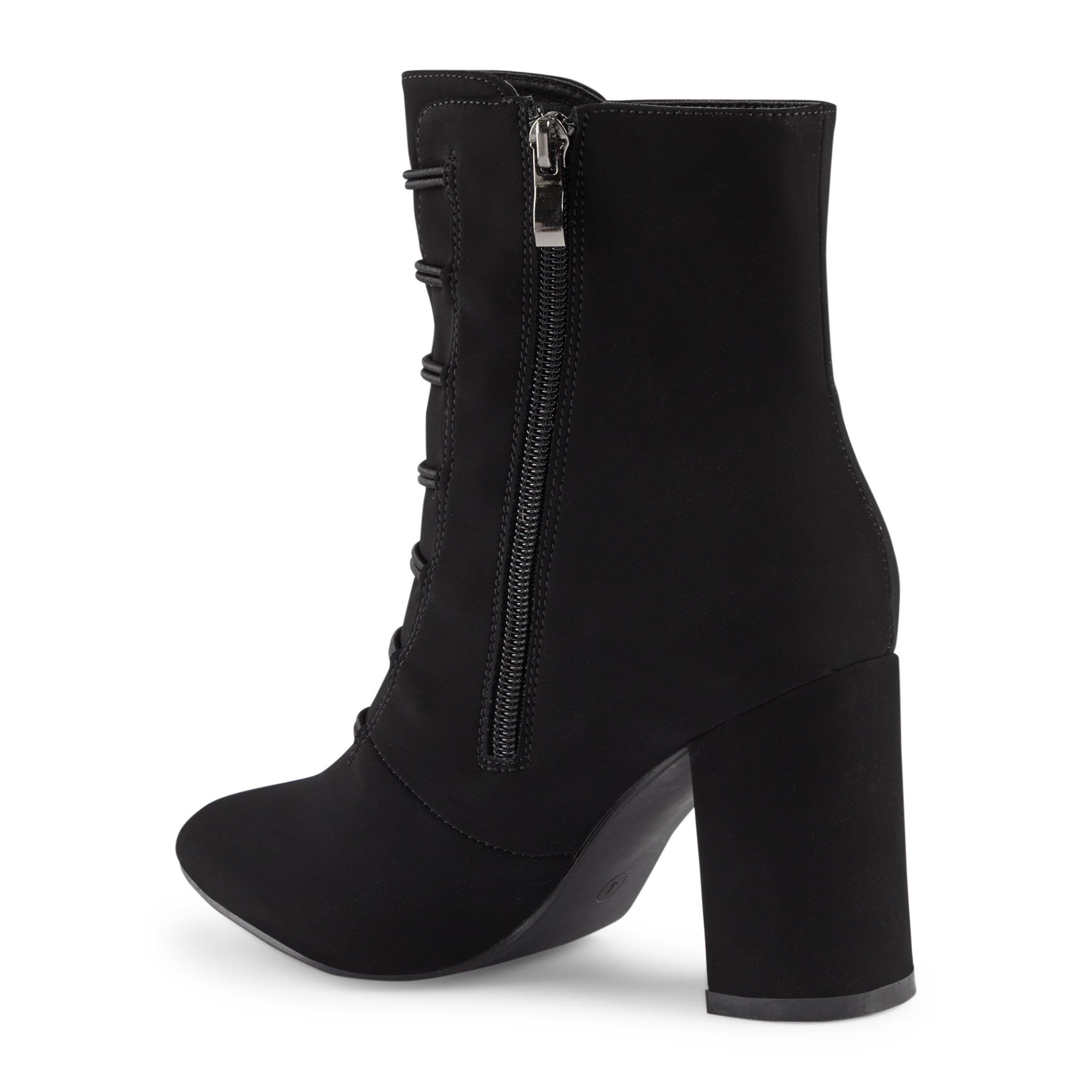 Black heeled military boots on sale