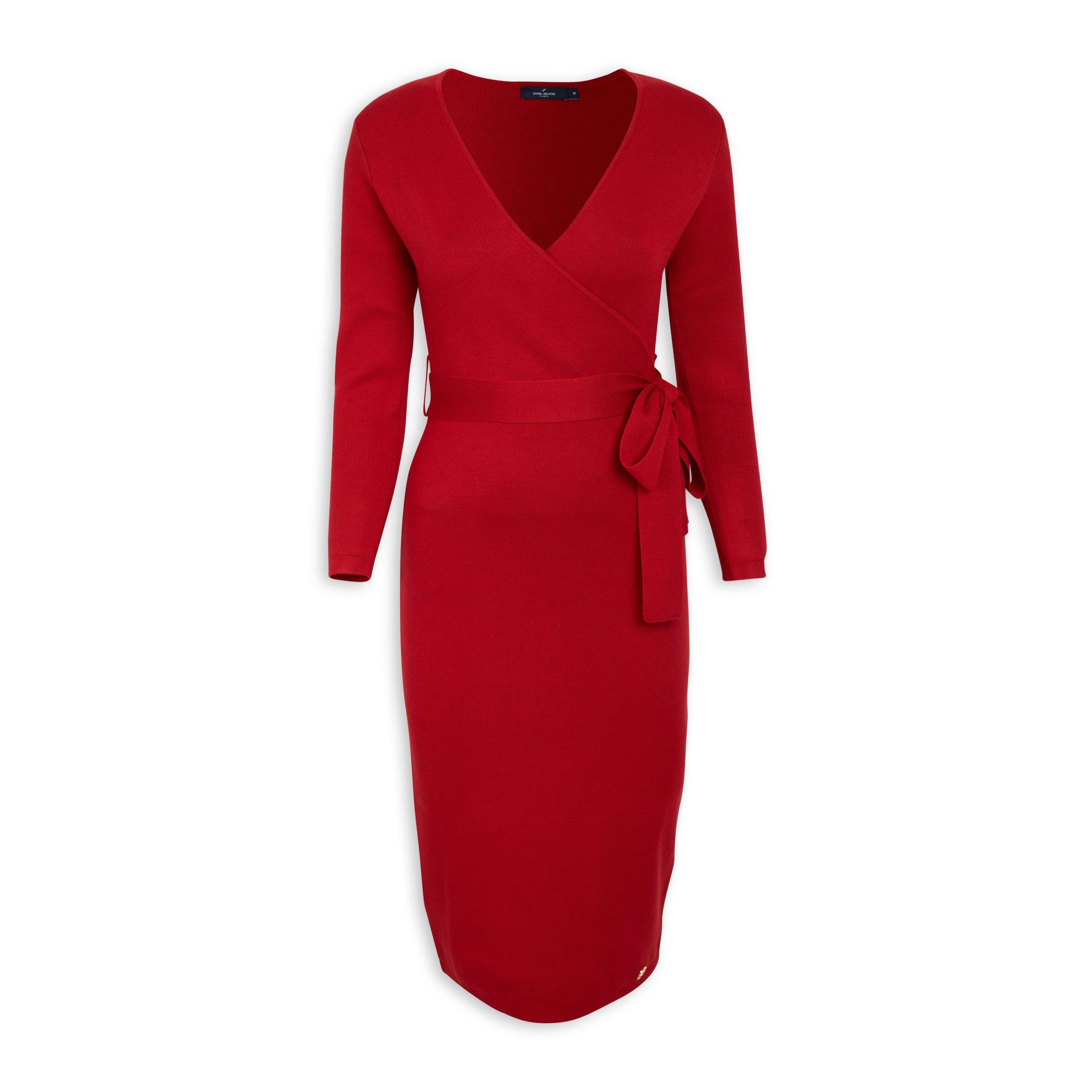 red wrap bodycon dress