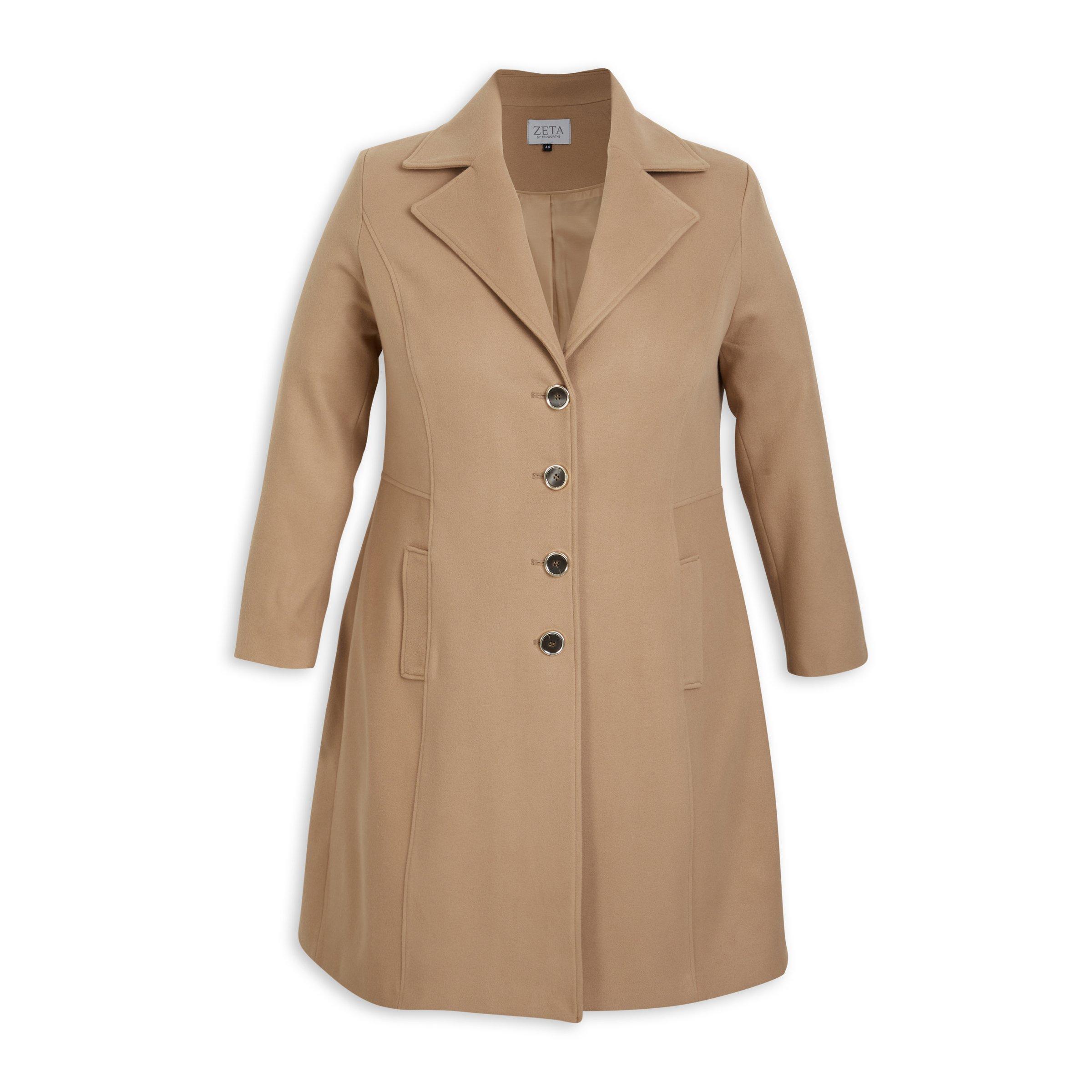 Camel Plus Size Melton Coat (3098406) | Zeta