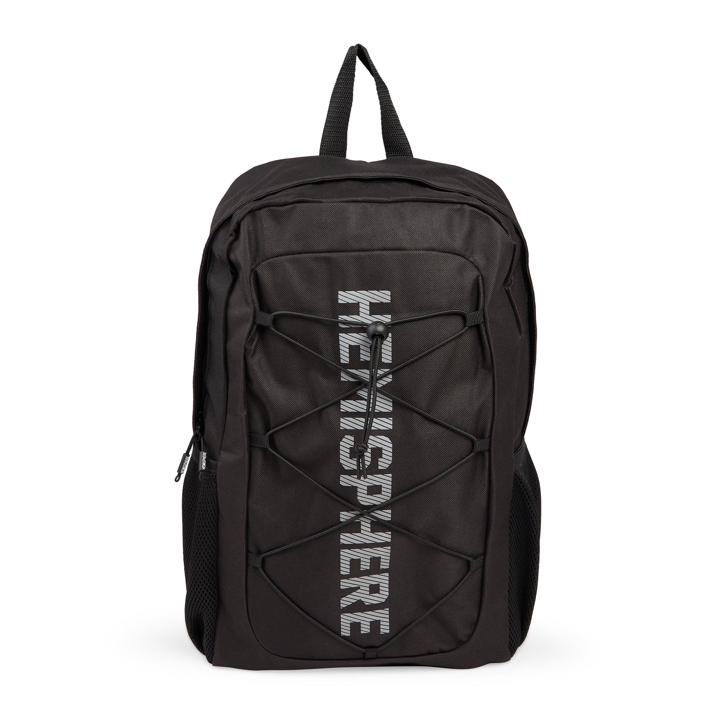 Black store branded backpack