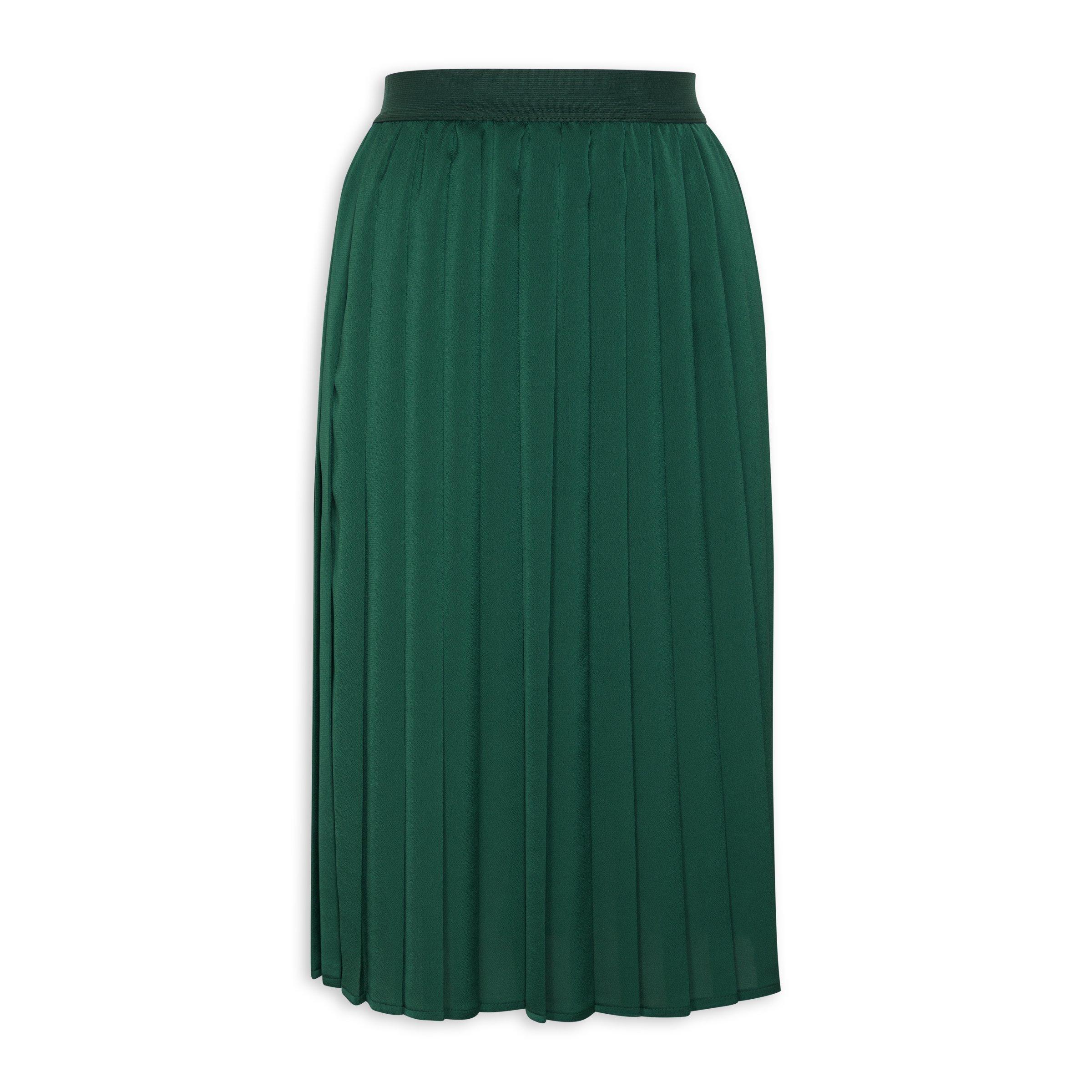 Bottle green clearance pleated skirt