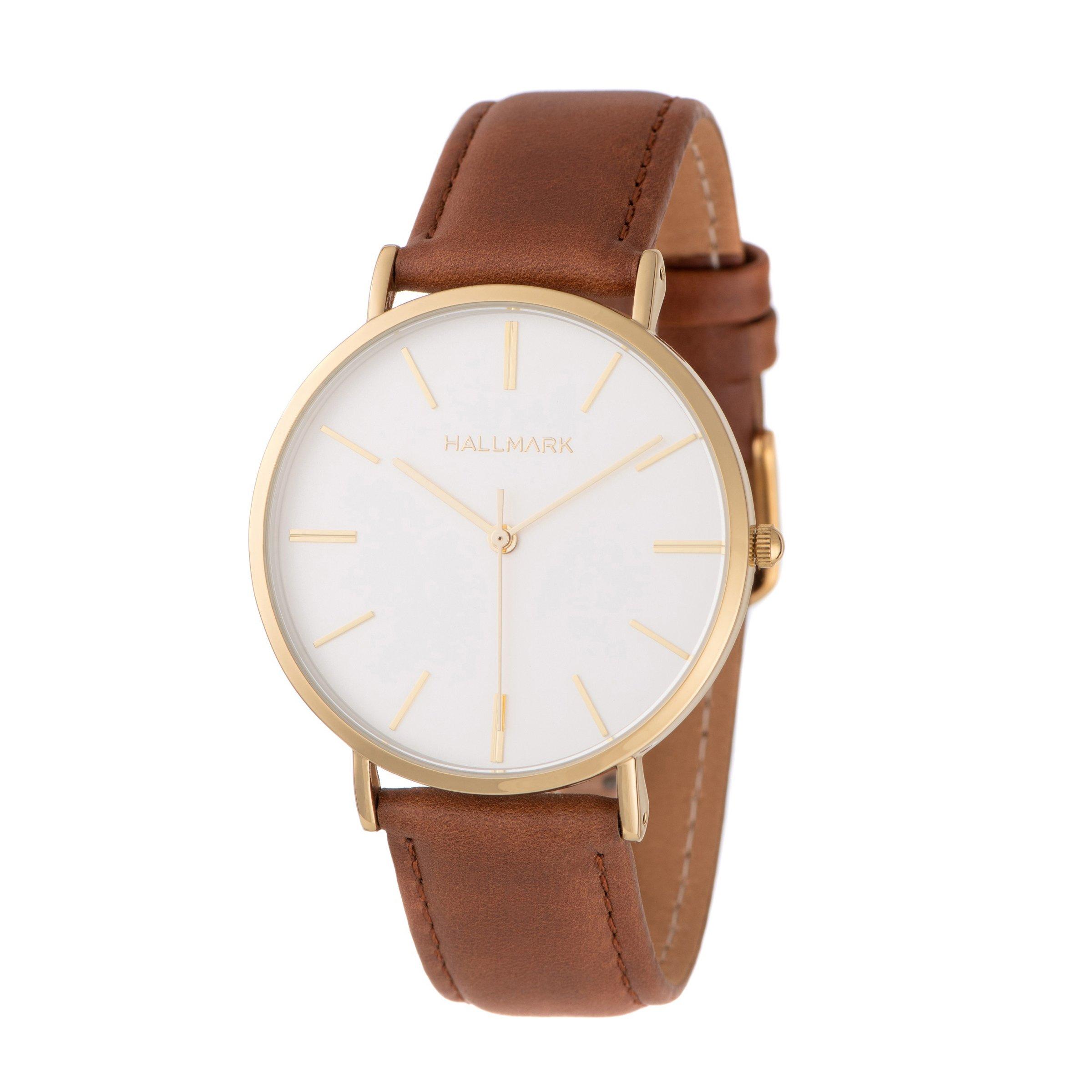 Tan PU White Dial Watch 3098712 Hallmark