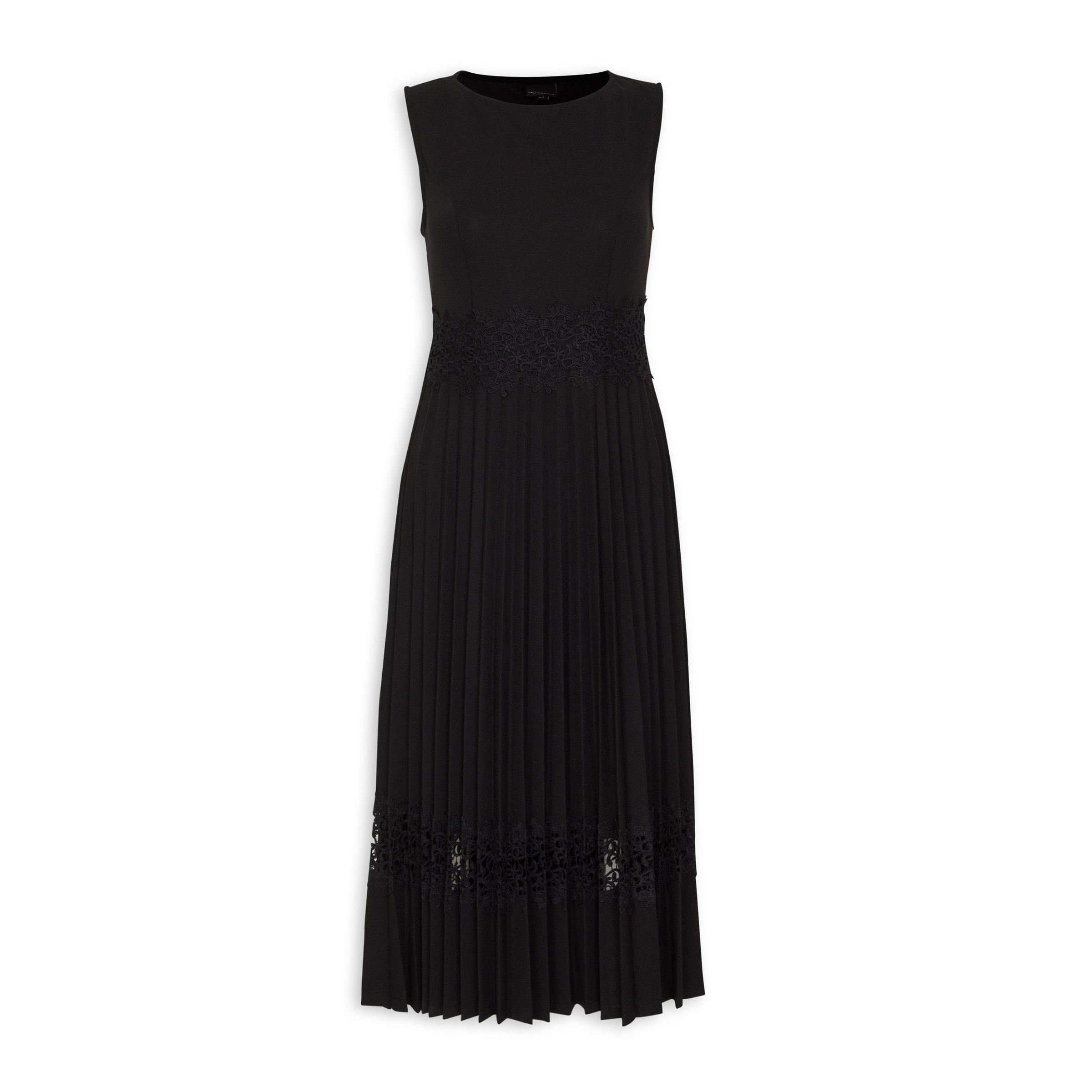 Black Lace Detail Pleated Dress 3099572 Truworths