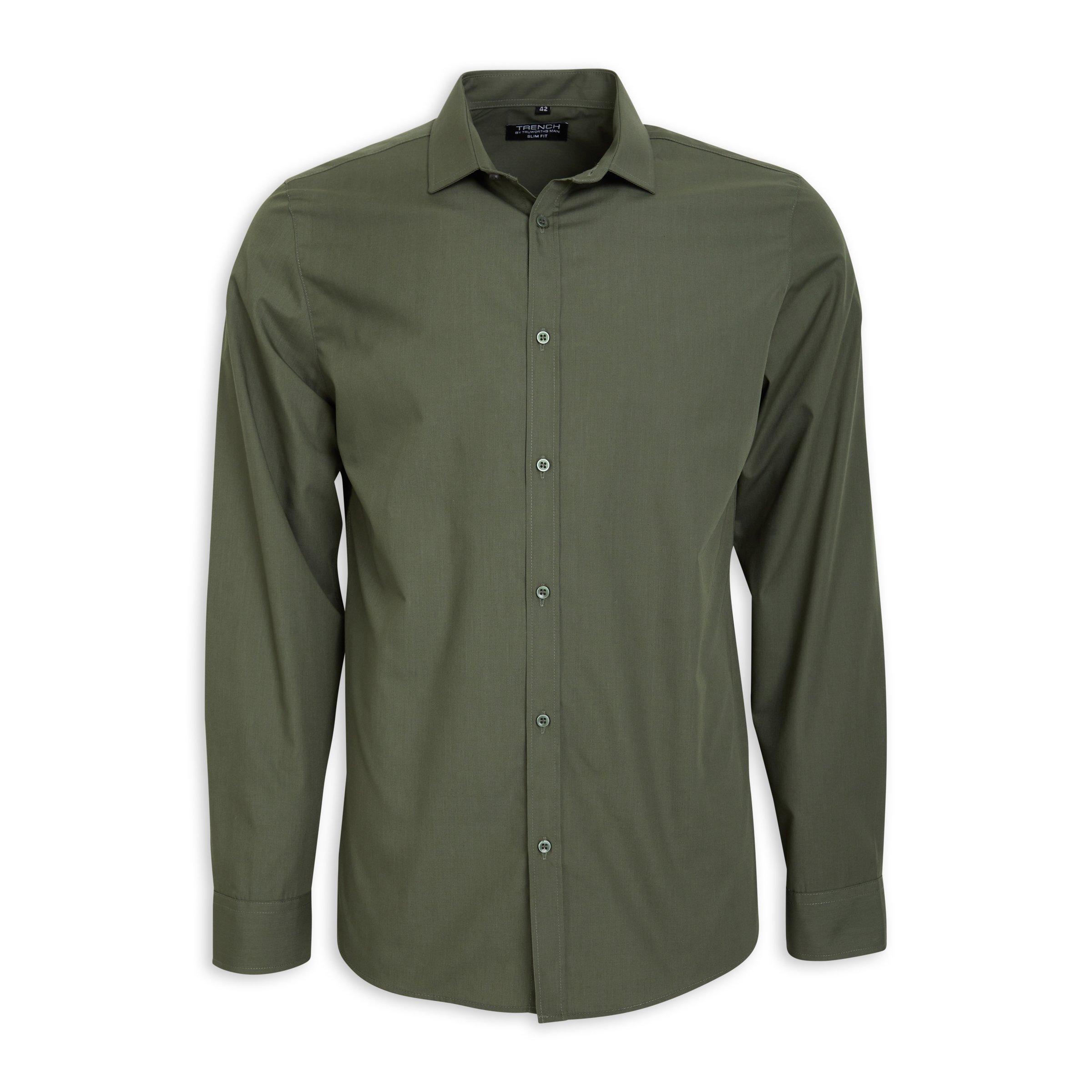 Dark green sales slim fit shirt