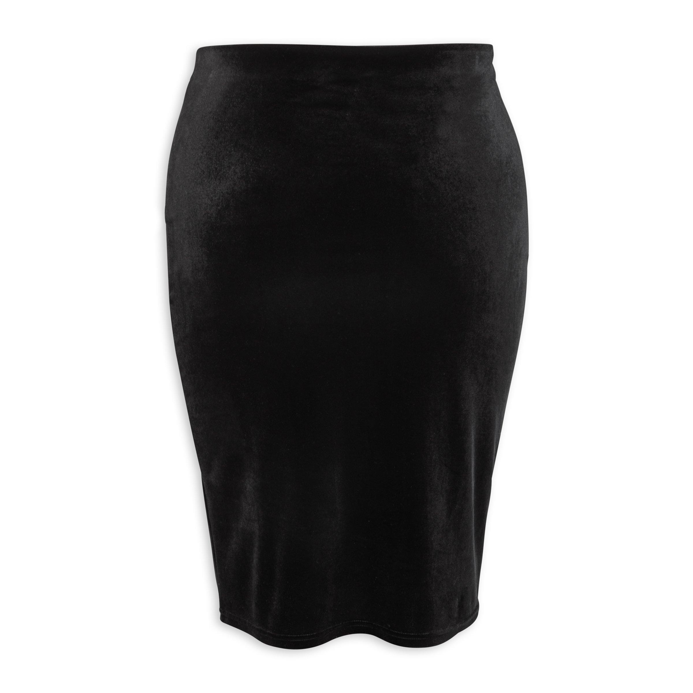 Black velvet hotsell midi bodycon skirt