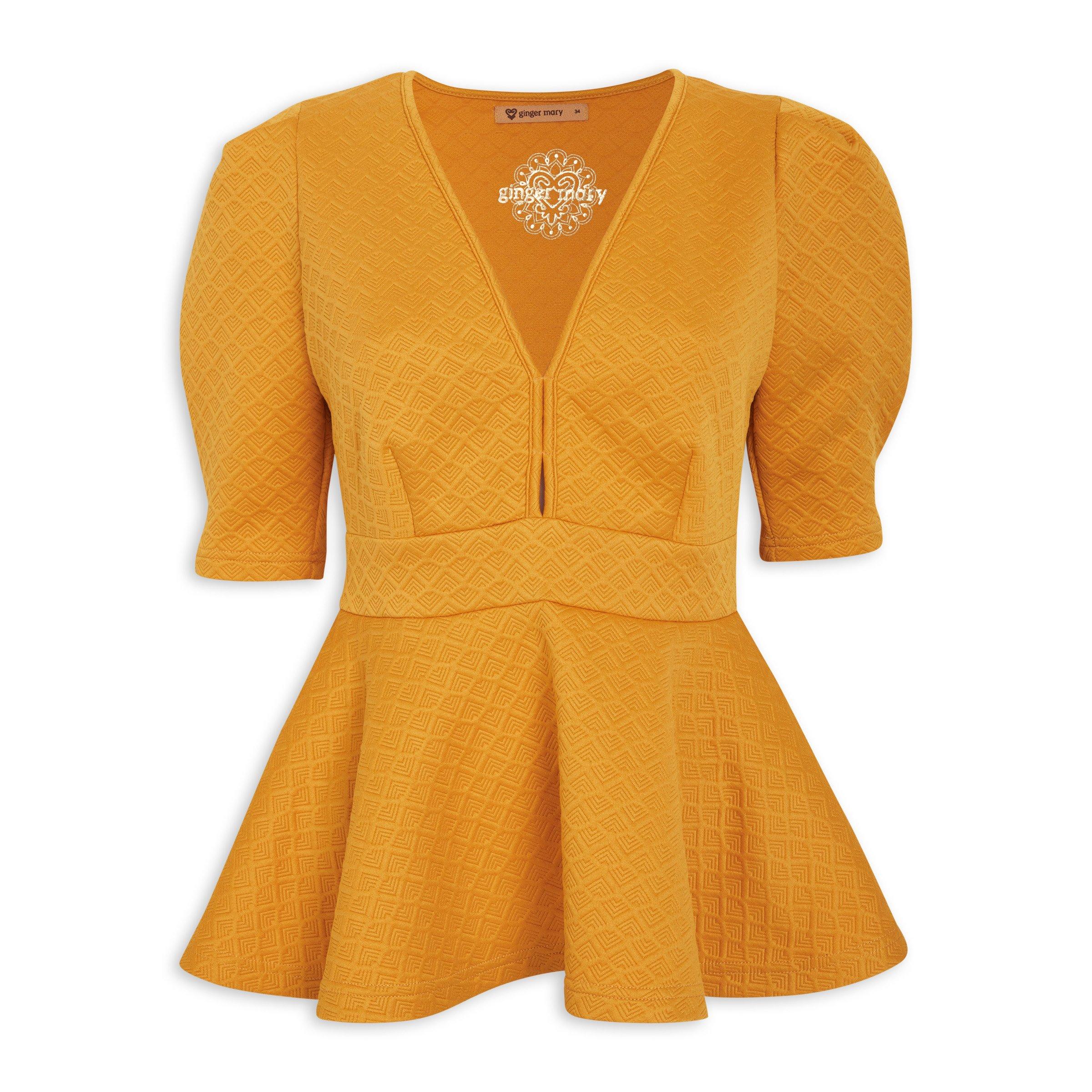 Mustard yellow cheap peplum top