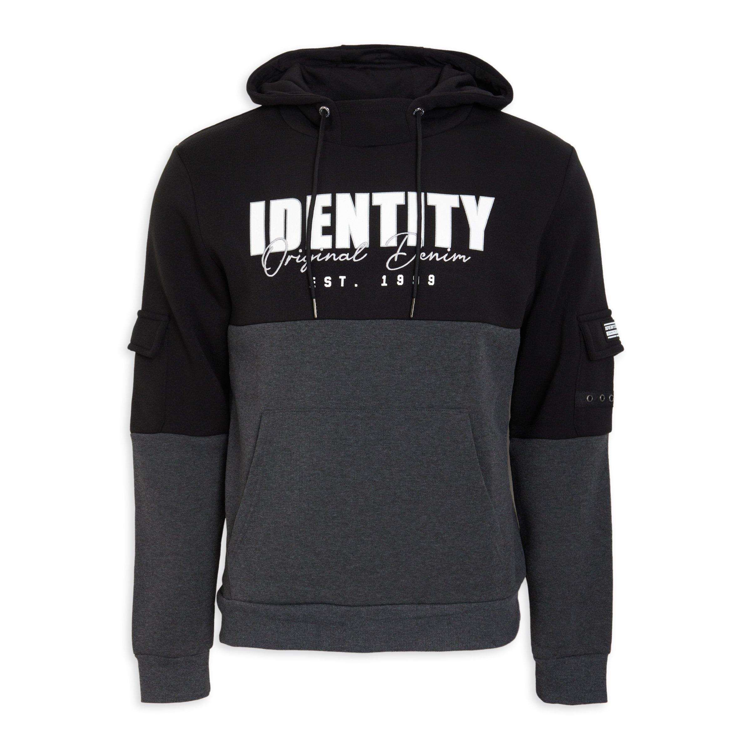 Grey and black hoodie sale