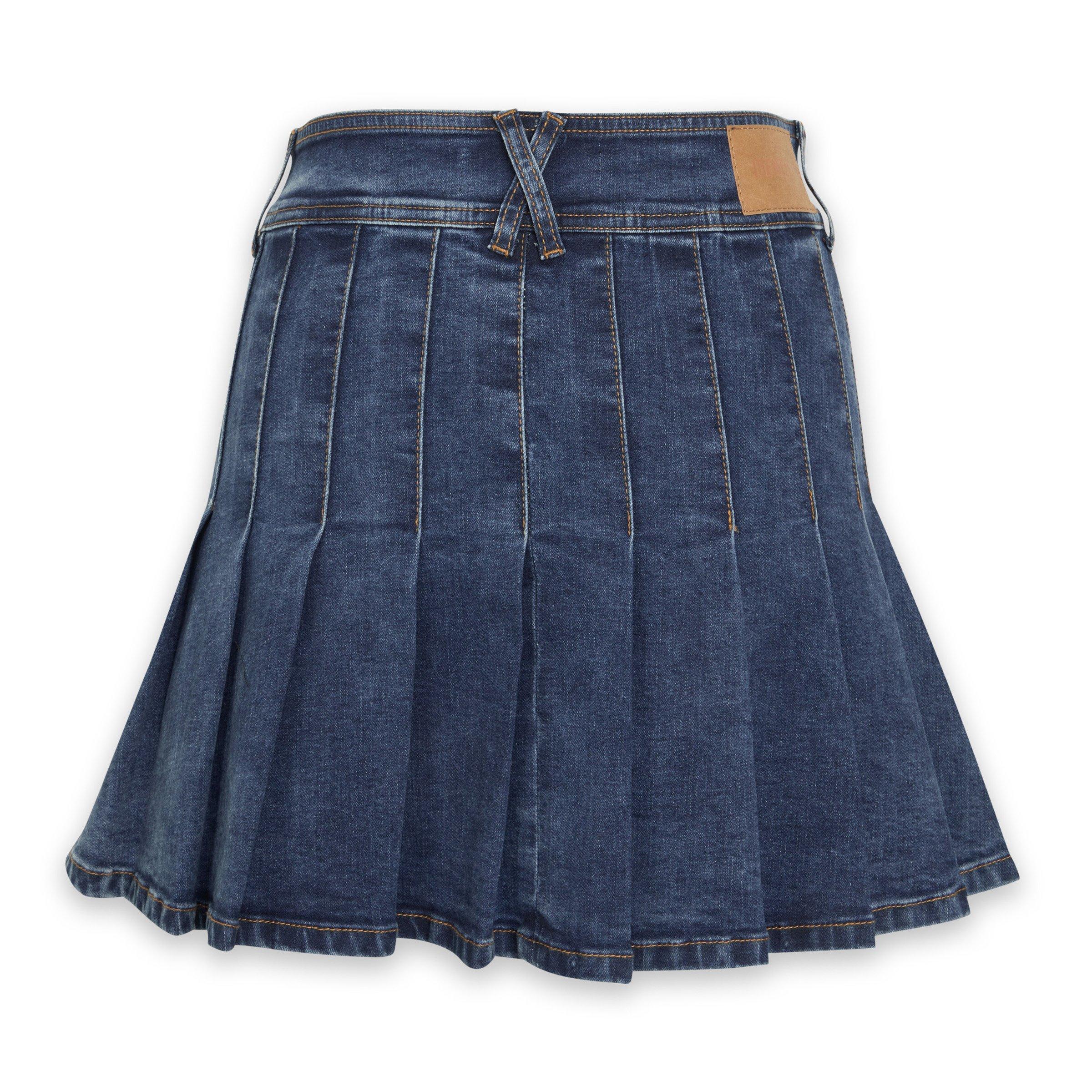 Pleated denim skirt queen sales