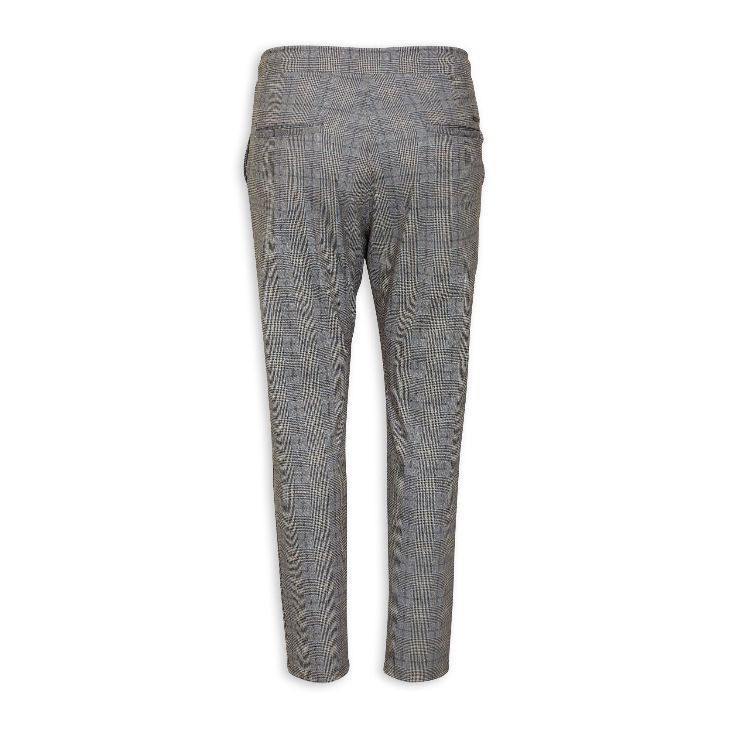 Mens grey check joggers deals