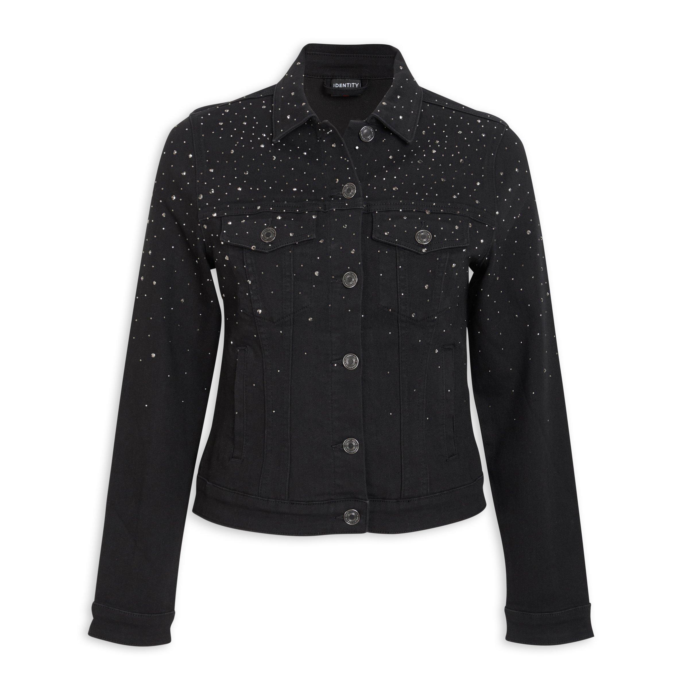 Black studded best sale denim jacket