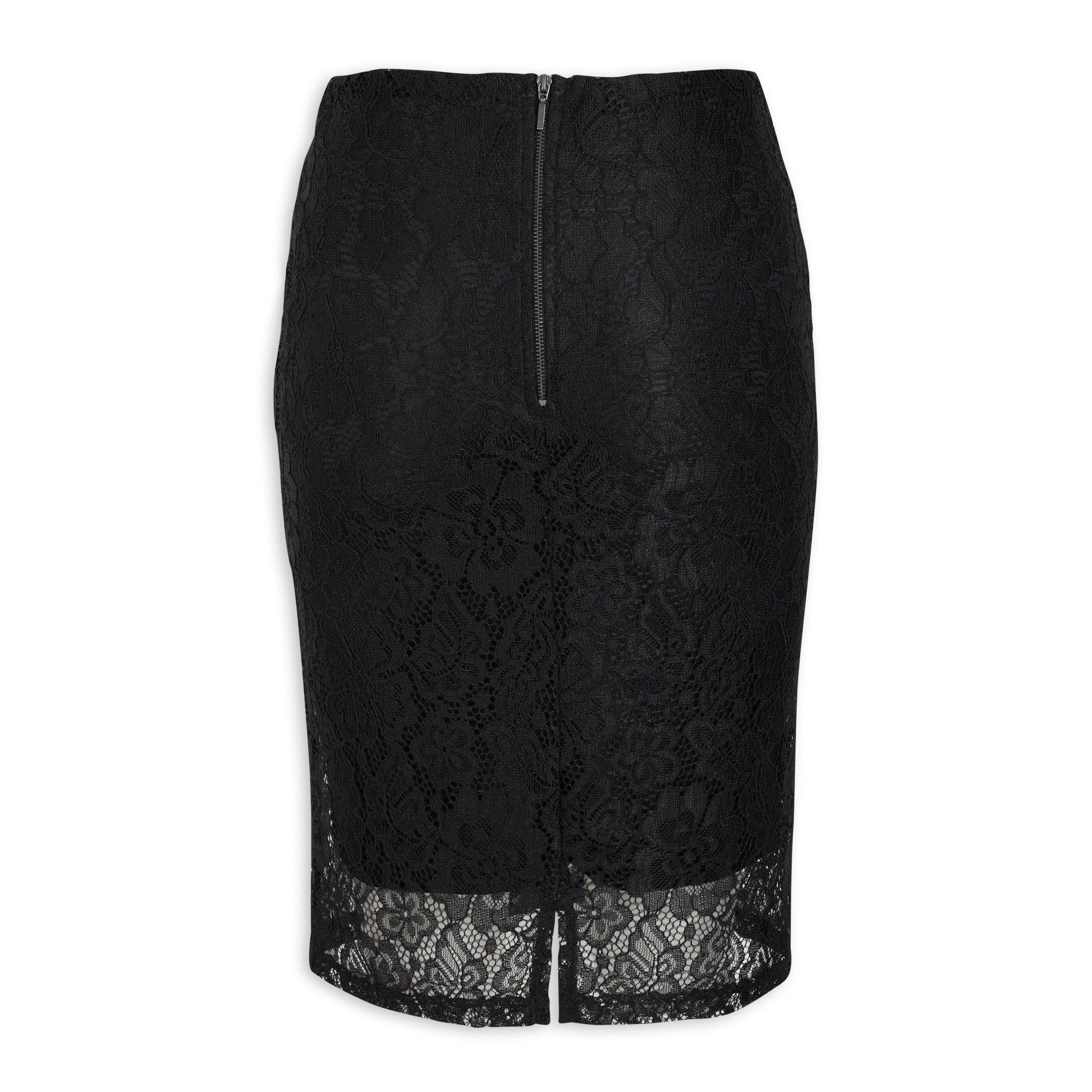 Black lace shop fitted skirt