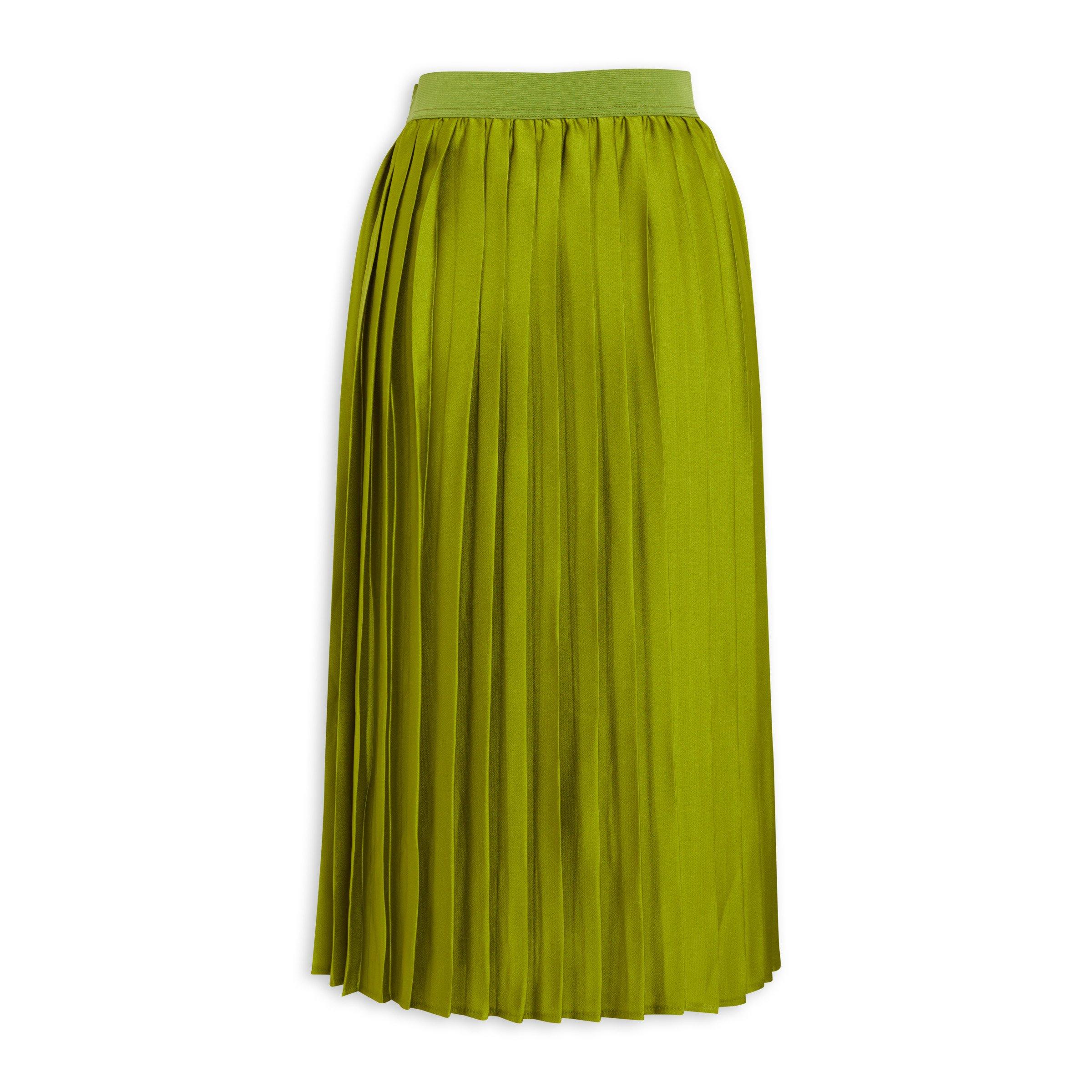 Lime green outlet pleated skirt