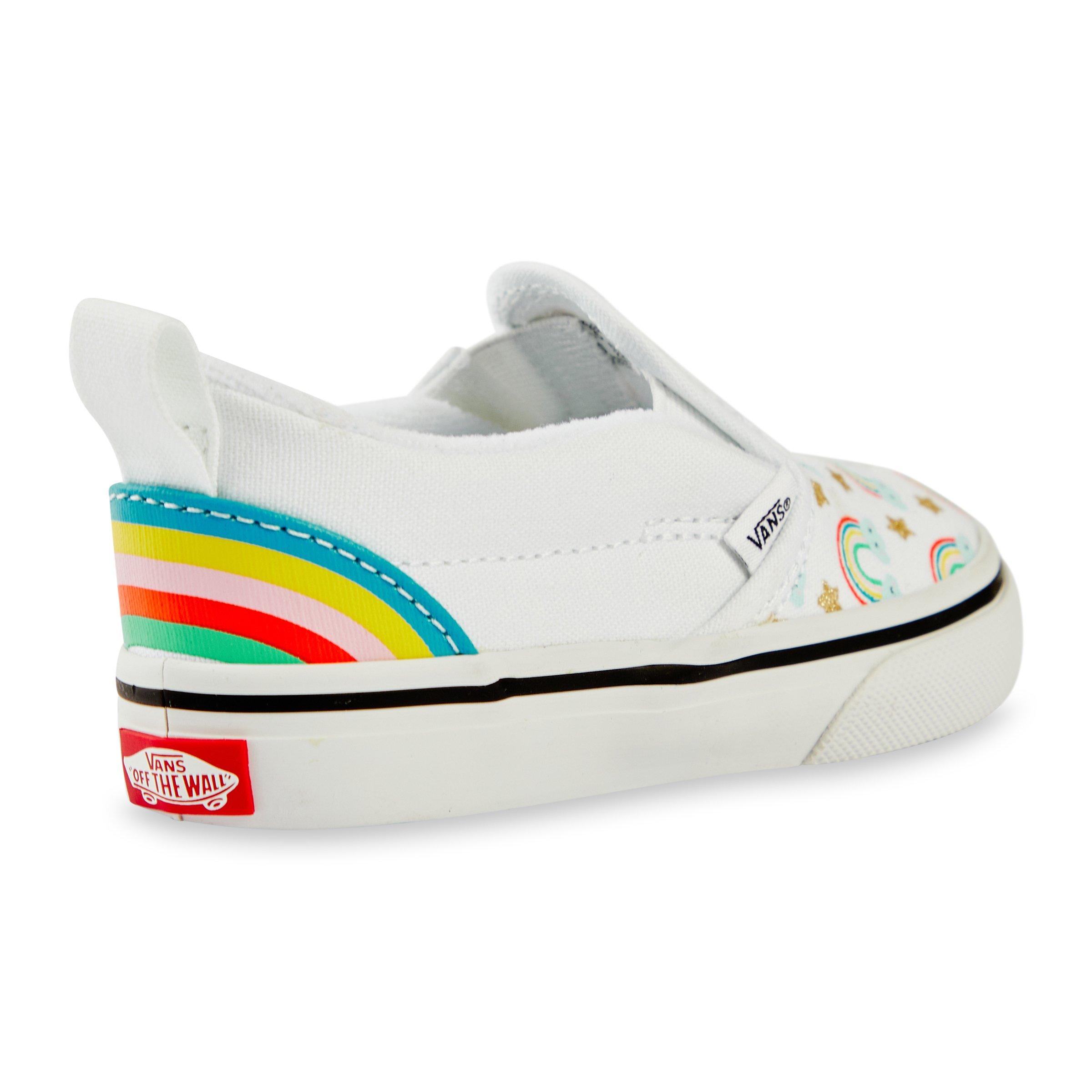 Rainbow vans best sale slip ons