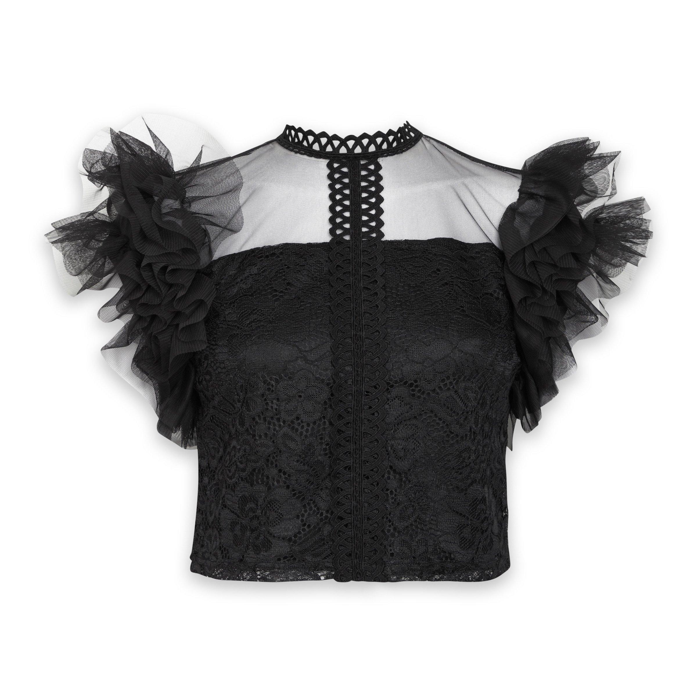 Black lace best sale ruffle top