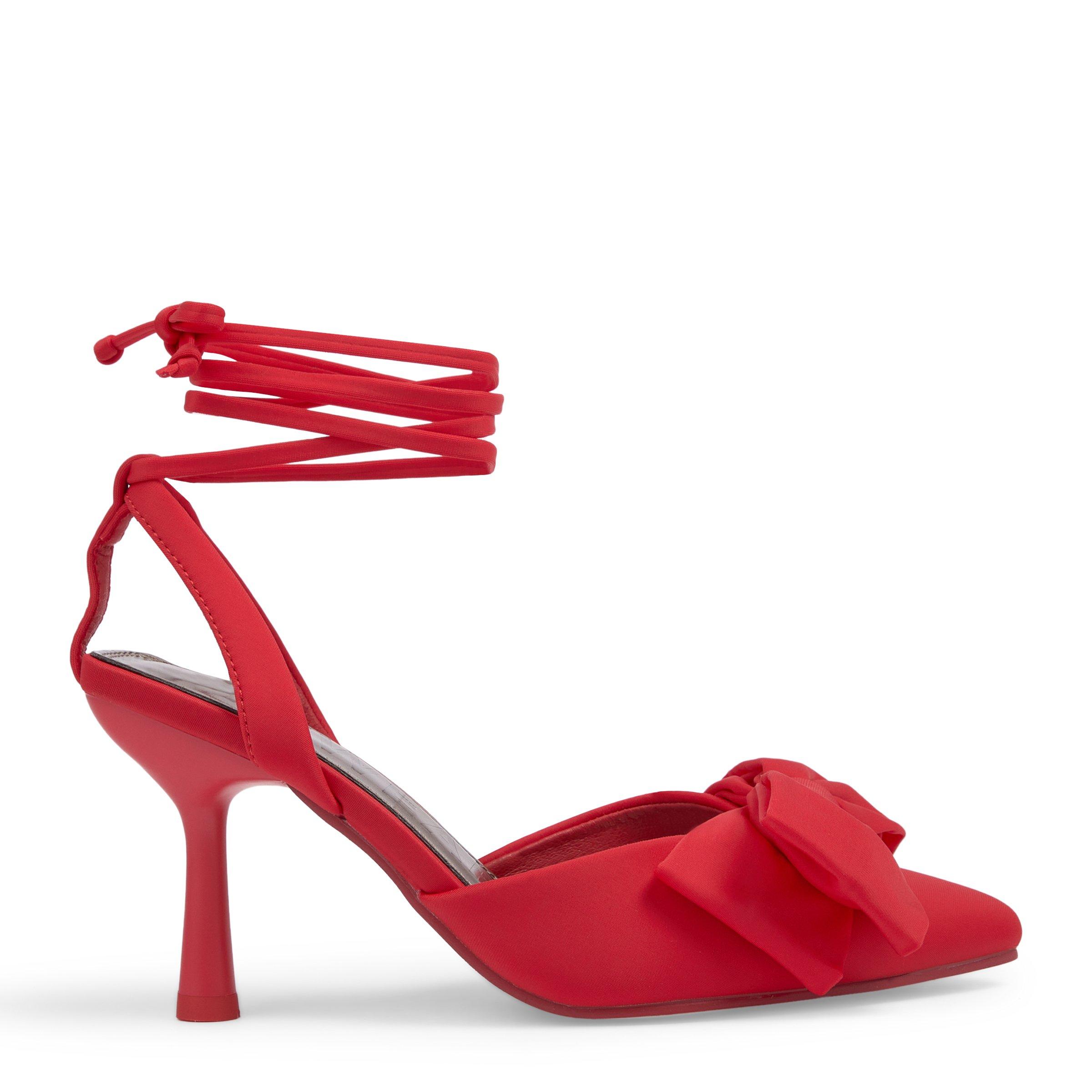 Red ankle hot sale strap heels