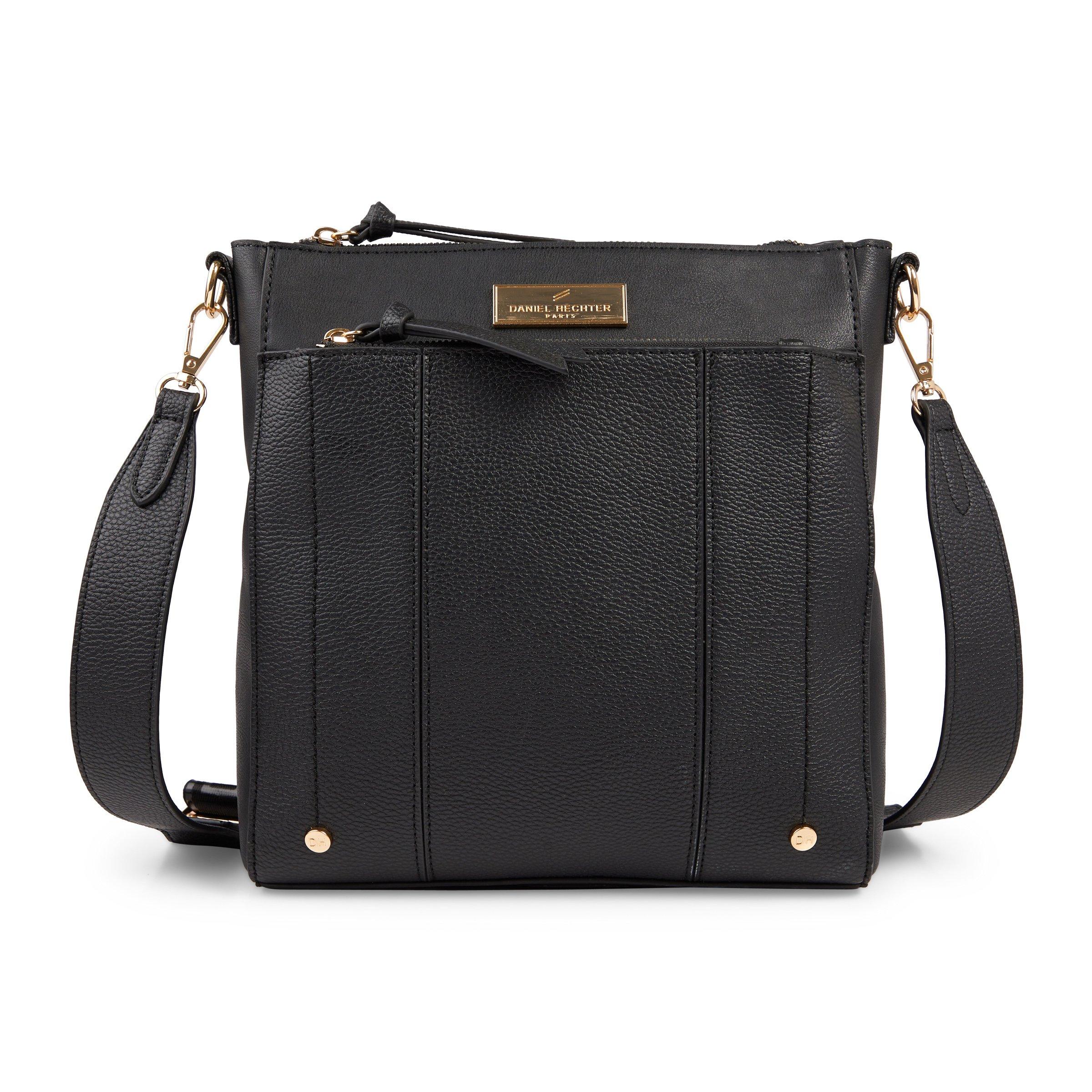 River island black online zip pocket messenger bag