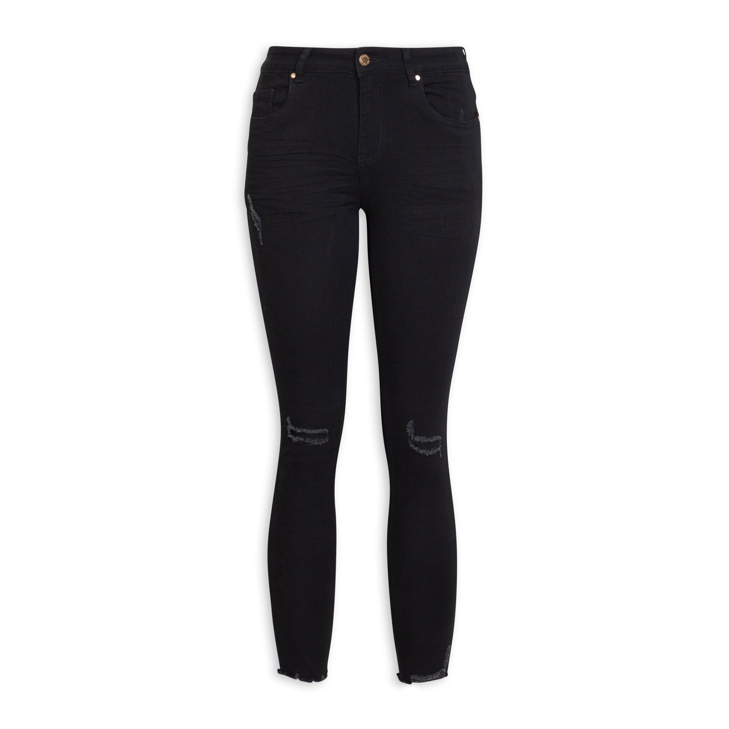 Ladies black deals ripped skinny jeans