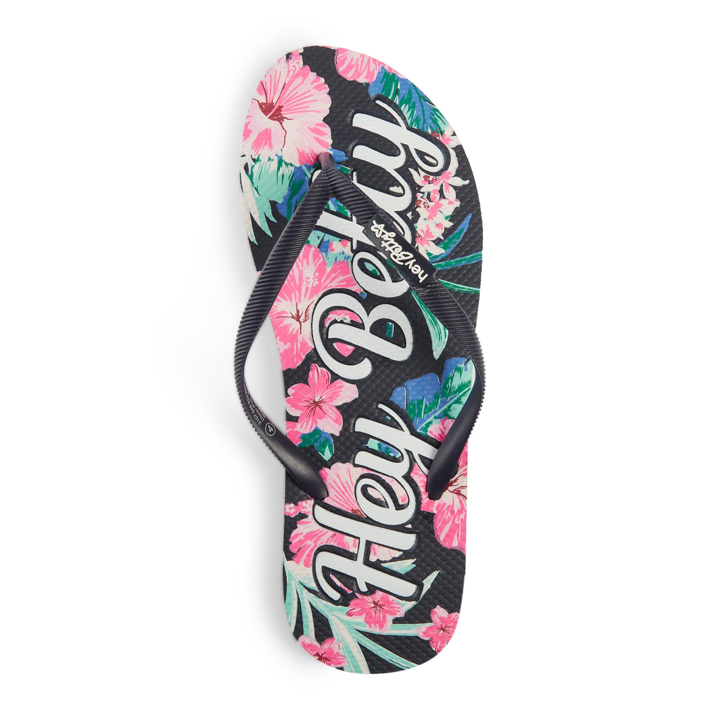 Floral best sale flip flops