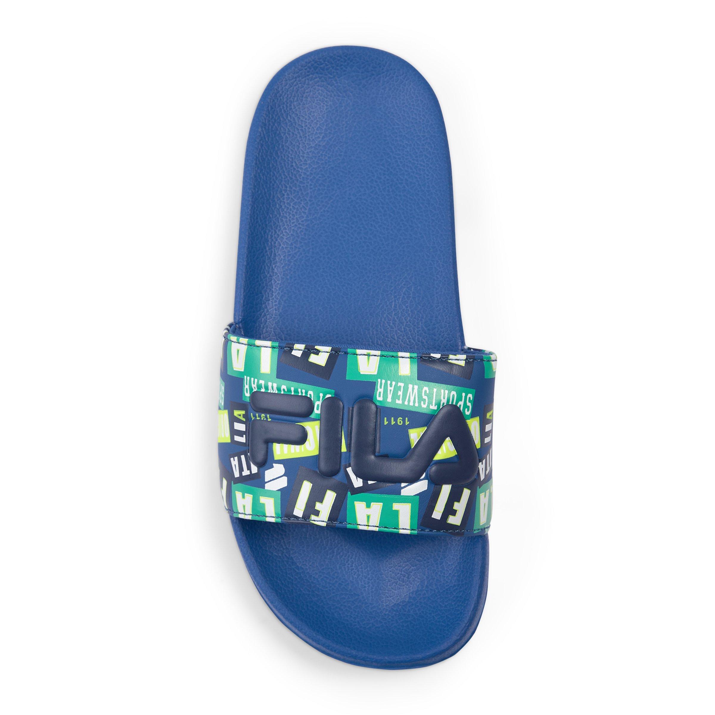 Fila hot sale blue slides