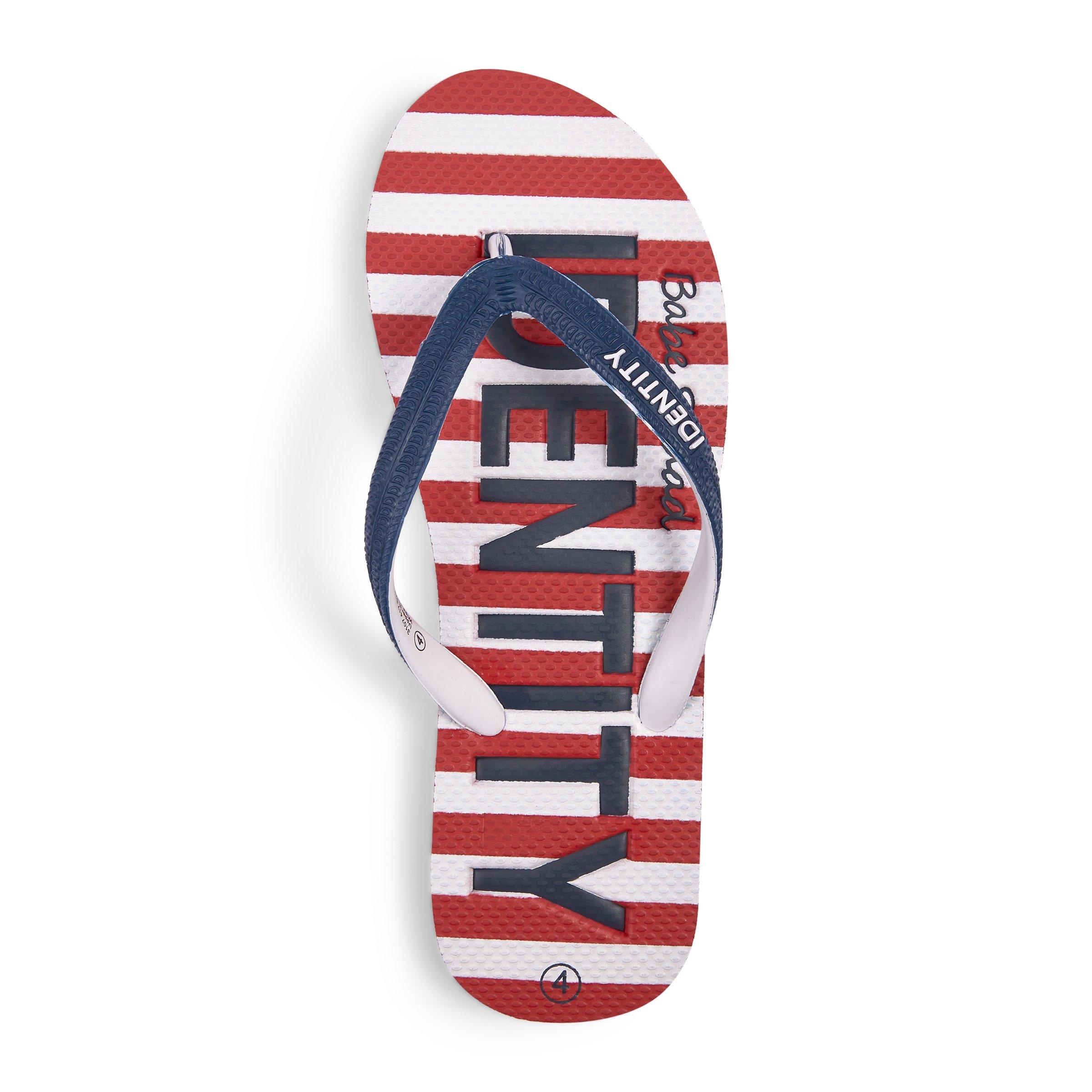 Red stripe hot sale flip flops