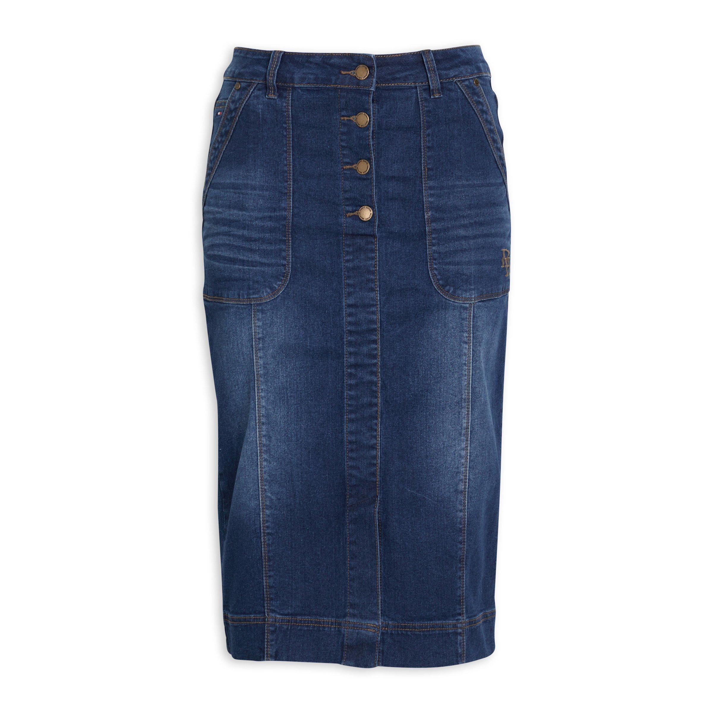 Indigo denim pencil discount skirt