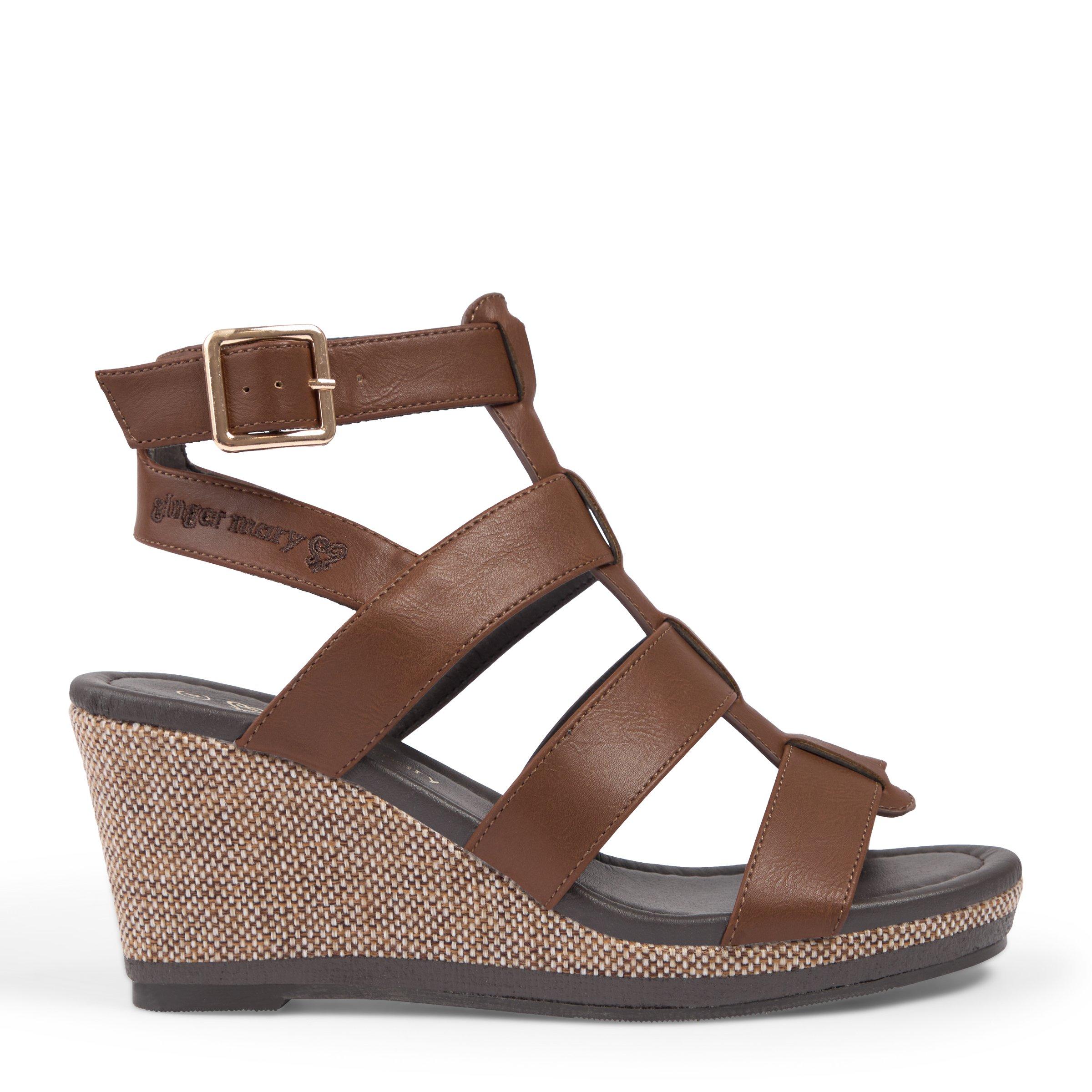 Tan Gladiator Wedge Sandal 3107661 Ginger Mary