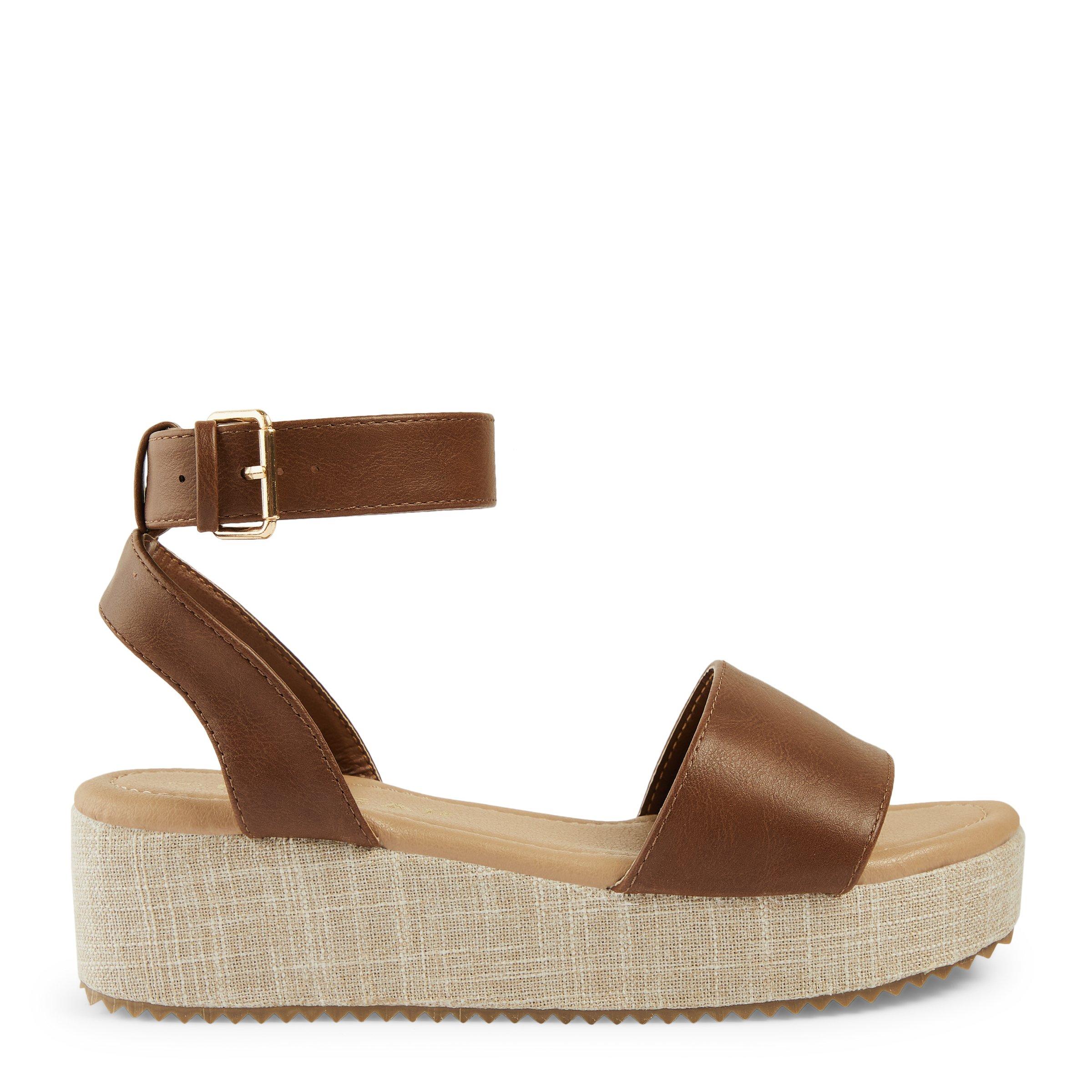 Tan discount platform sandals