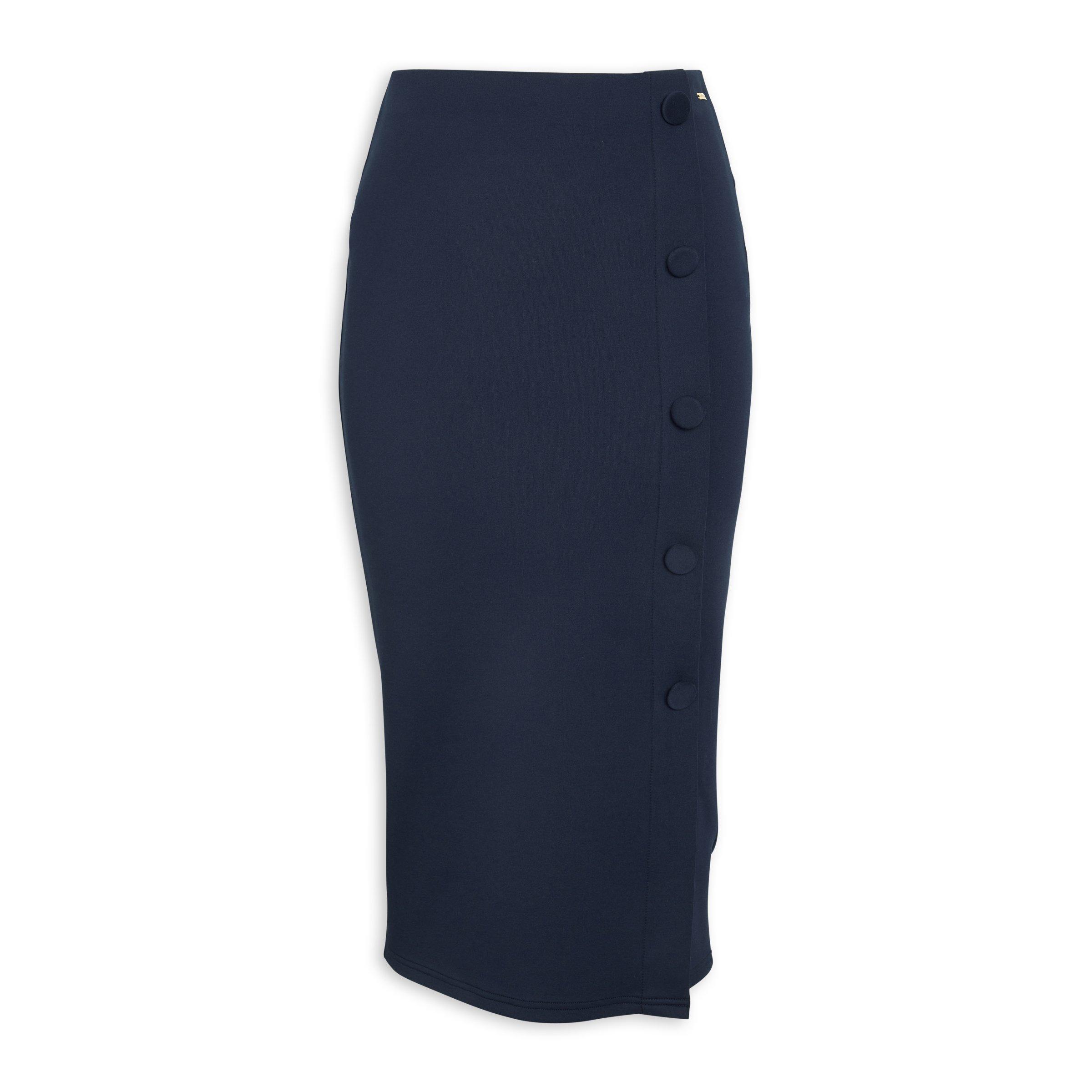 Navy Button Detail Bodycon Skirt 3107886 Finnigans