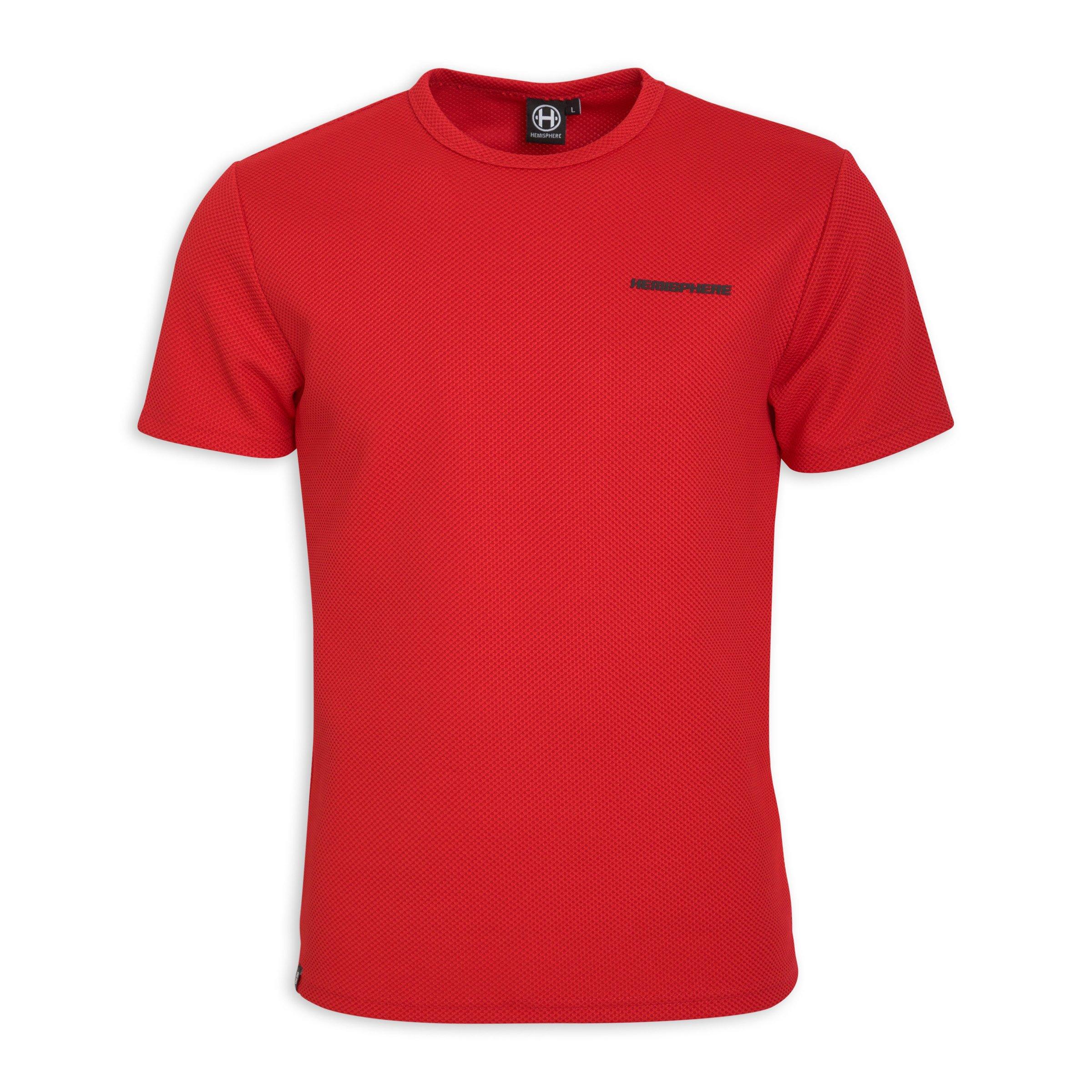 fitted red shirt