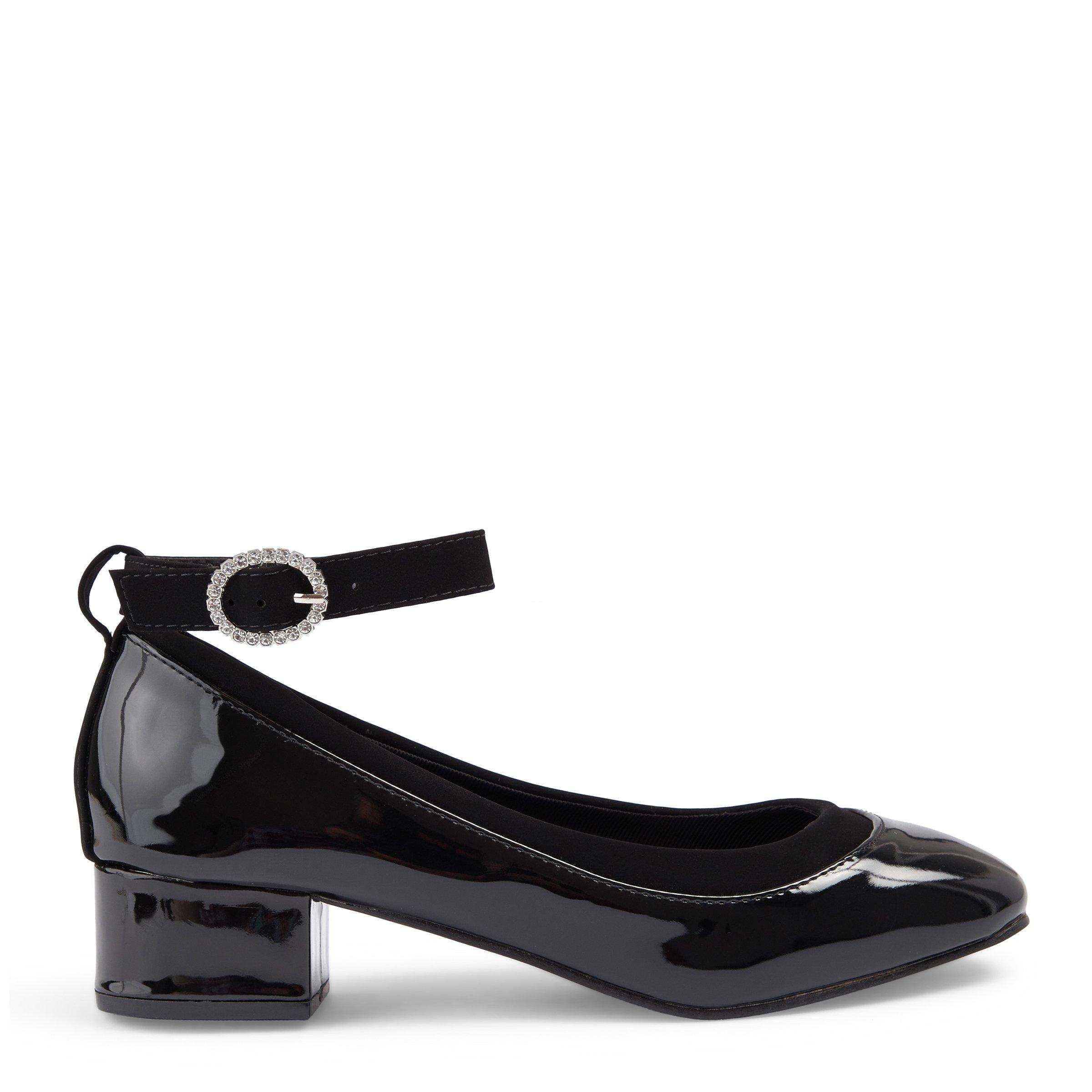 Black low heel ankle strap outlet shoes