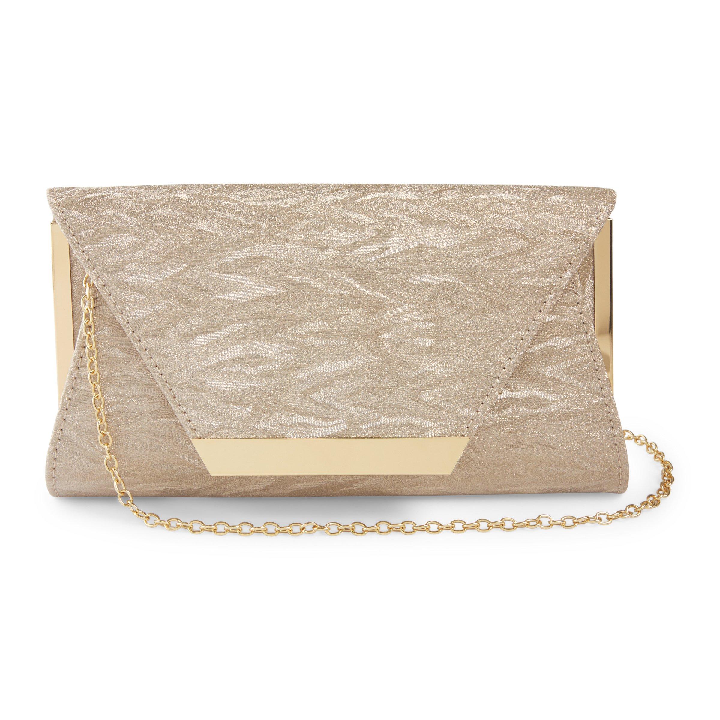 Champagne Flap Over Clutch Bag