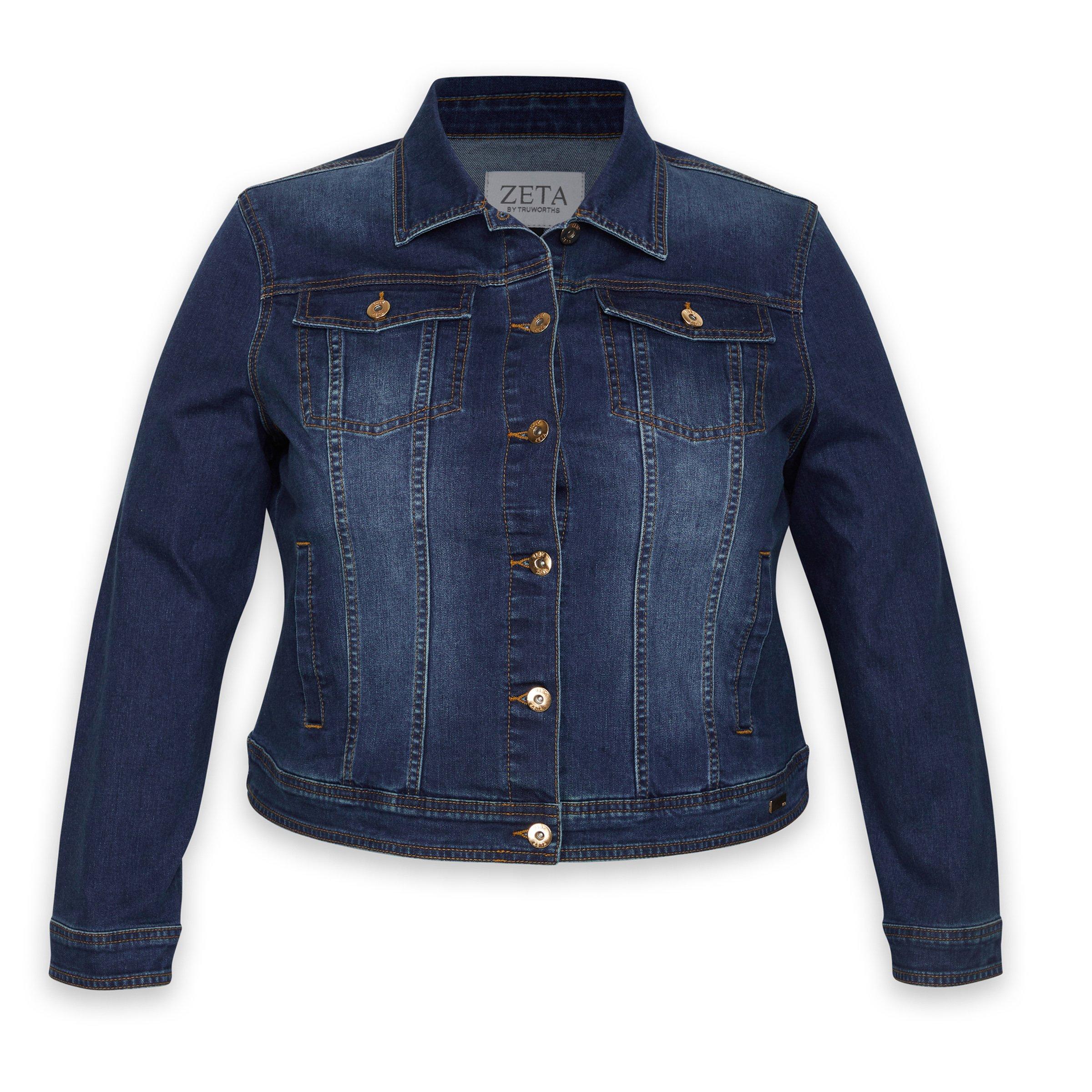 Plus size denim moto hot sale jacket