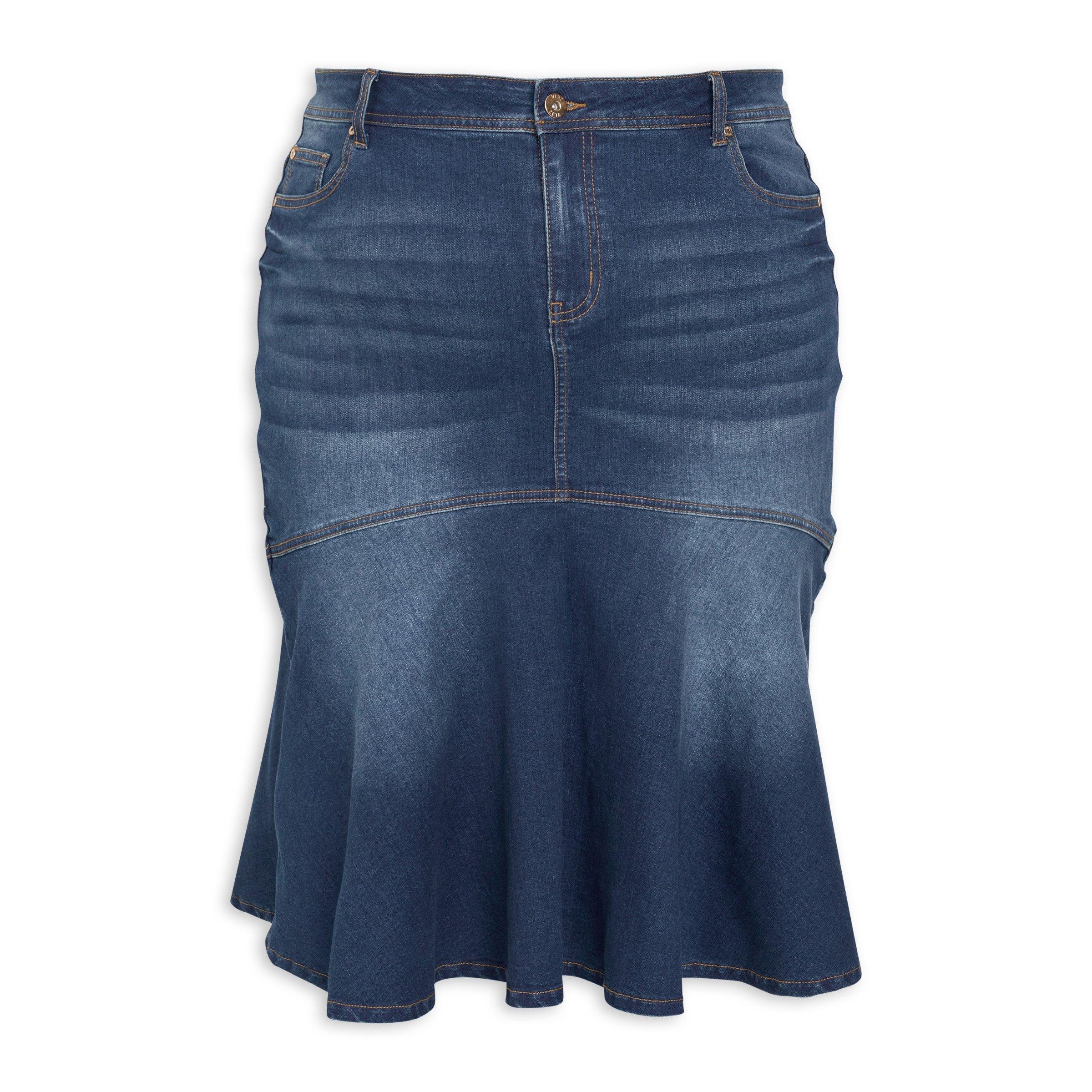 Plus size blue hotsell jean skirts for sale