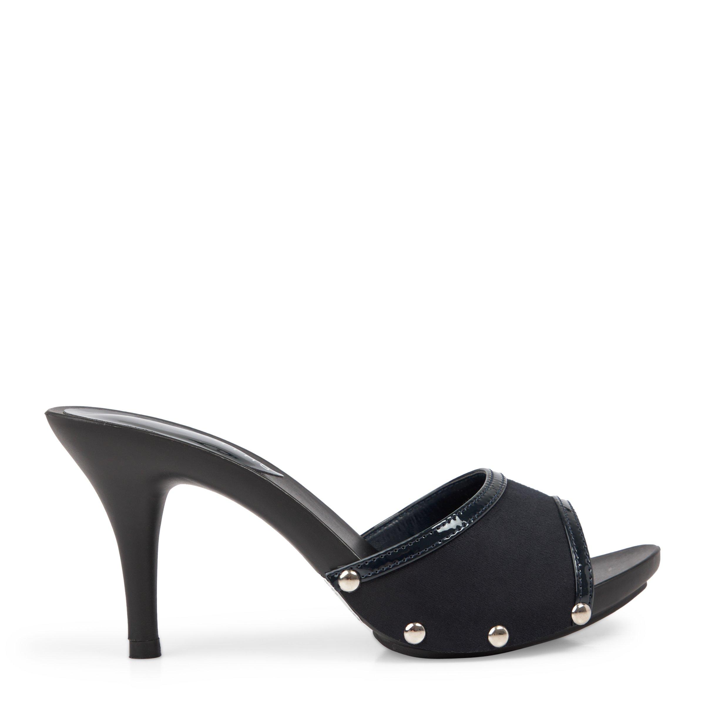 Navy hot sale heeled mules