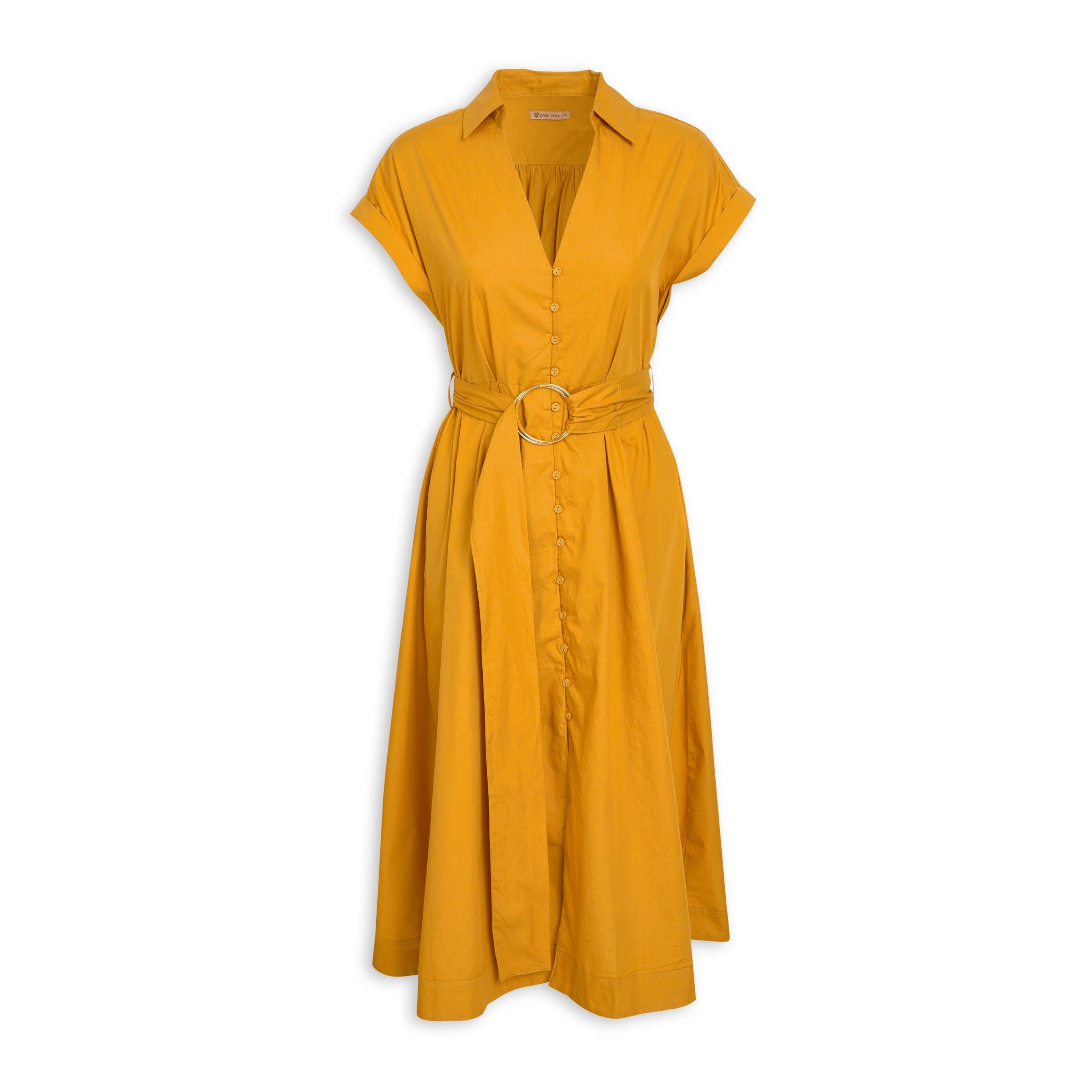 Mustard yellow fit 2024 and flare dress