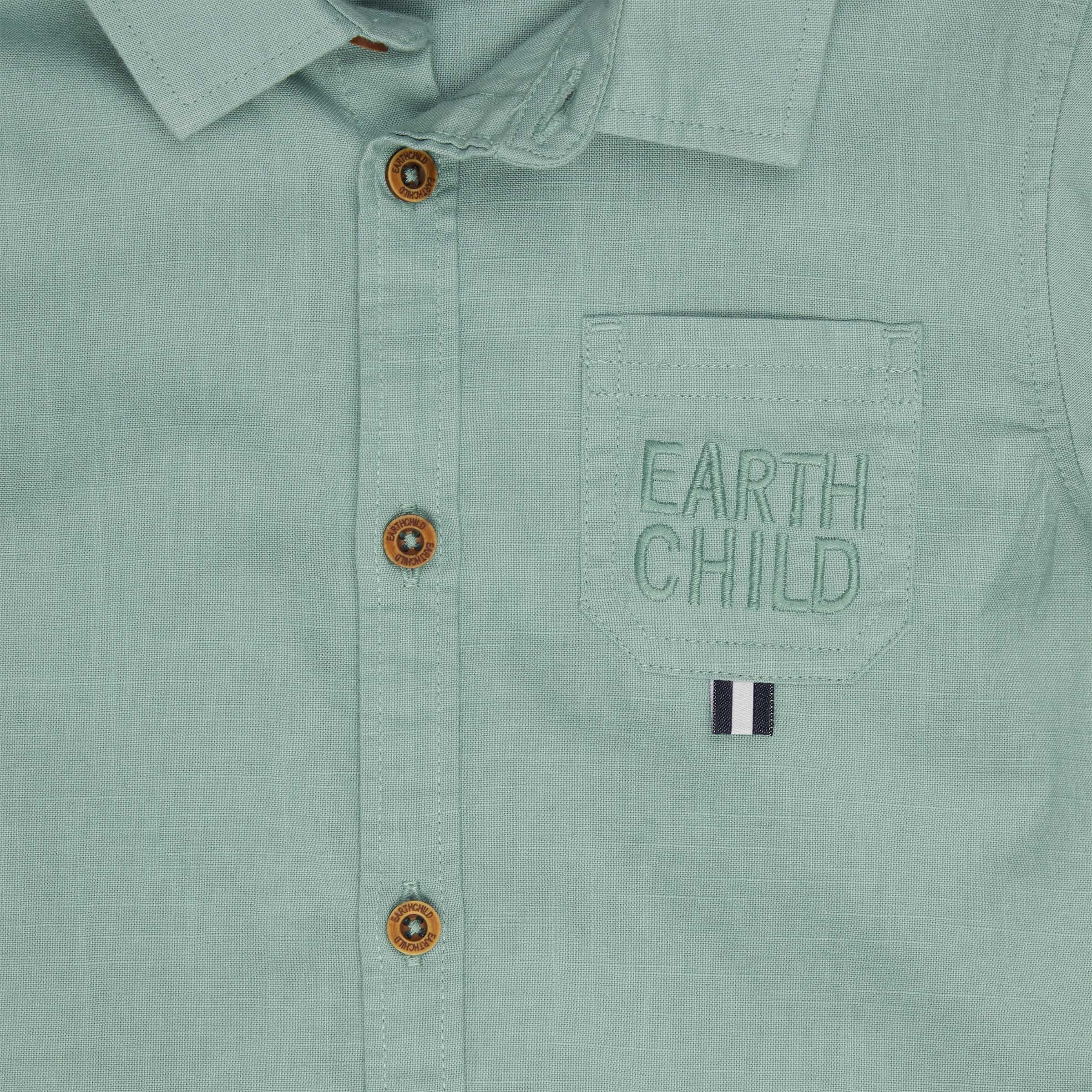 K-D Boys Geo Print Linen Blend Shirt - Sage Green