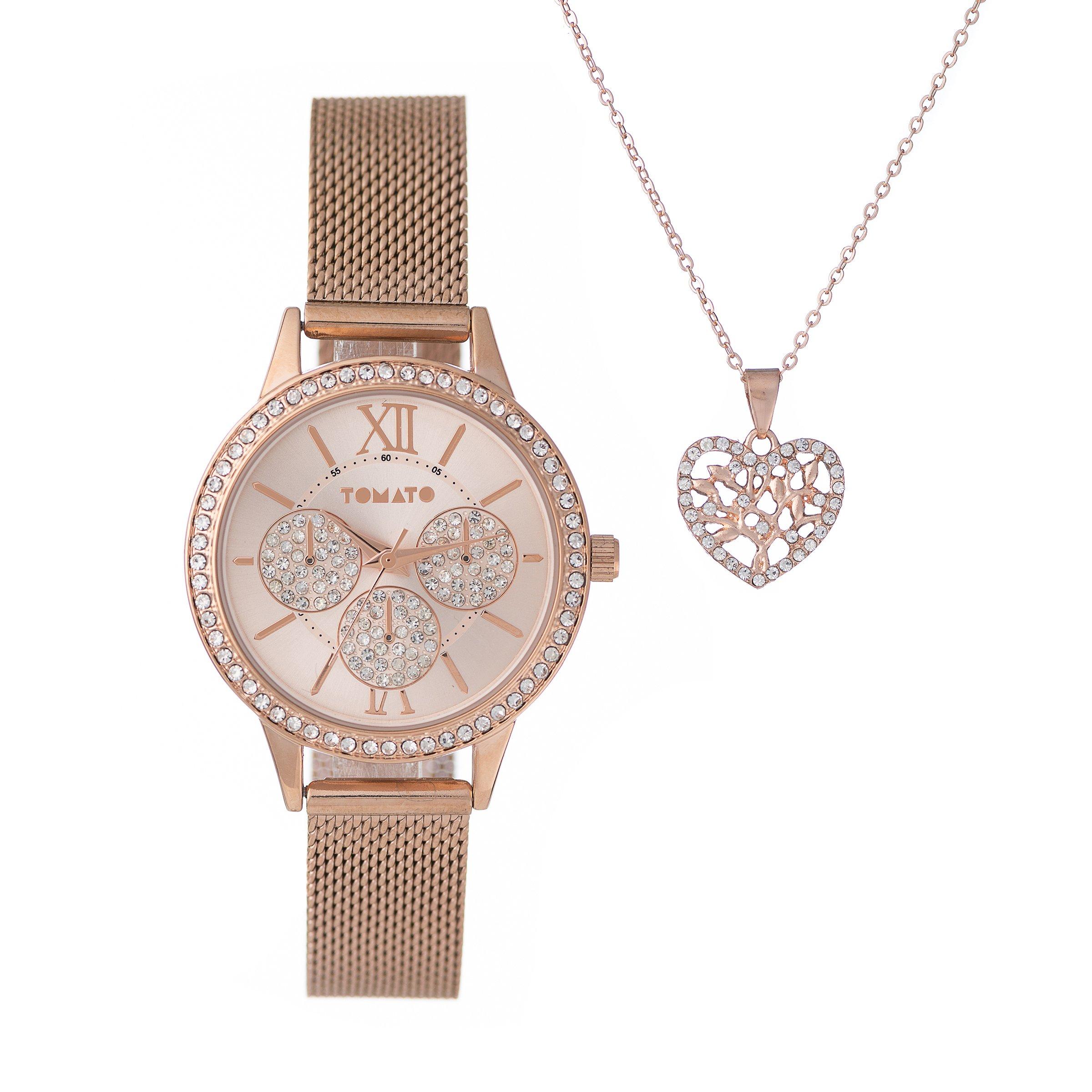 Rose Gold Mesh Watch Set 3111441 Tomato